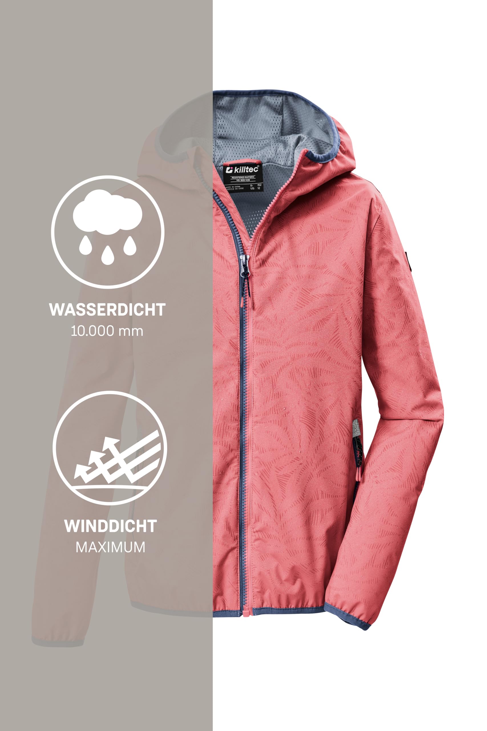 killtec Mädchen Funktionsjacke wasserdicht mit Kapuze und Magic Print KOS 156 GRLS JCKT
