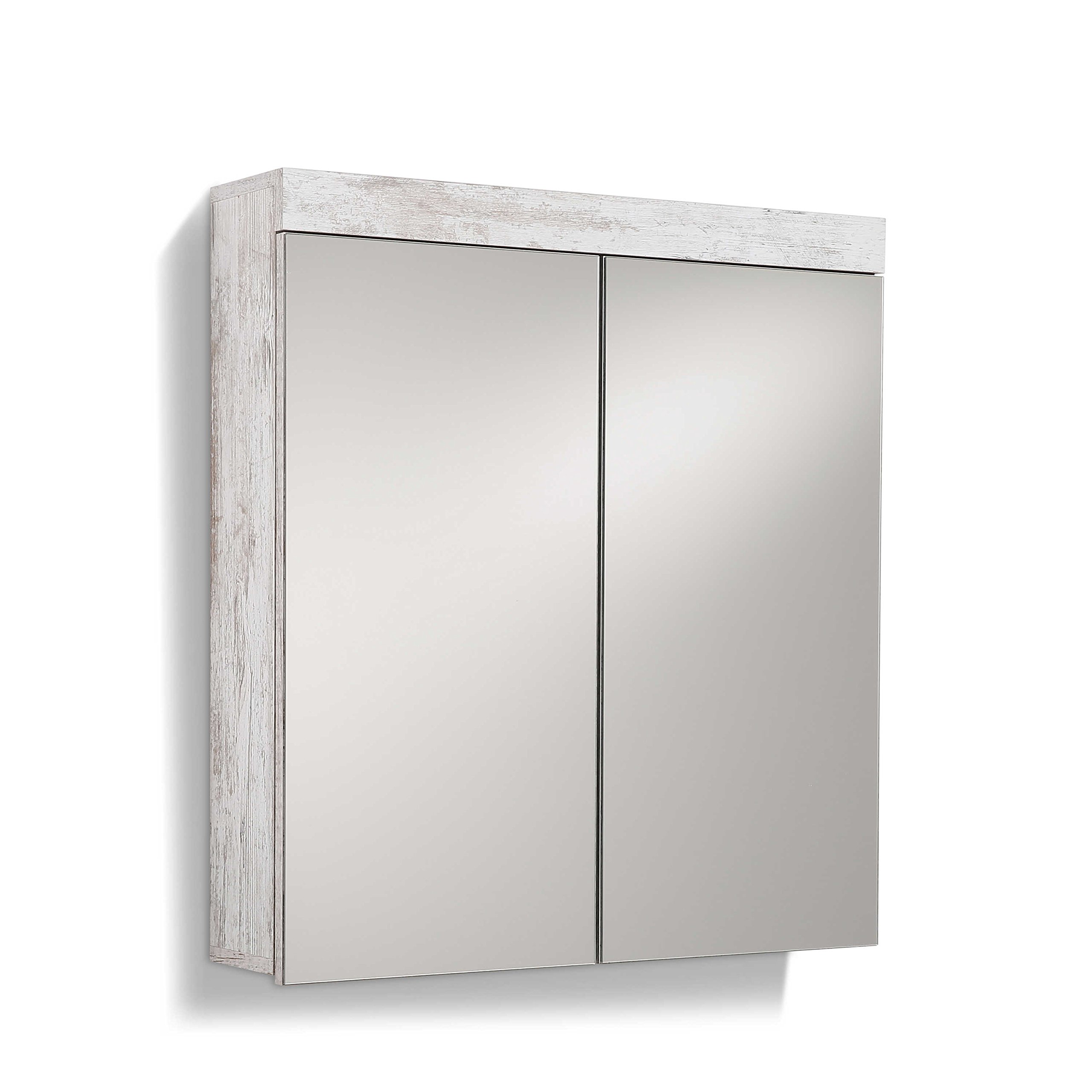 trendteam smart living - Spiegelschrank Spiegel - Badezimmer - Cancun - Aufbaumaß (BxHxT) 72 x 79 x 17 cm - Farbe Canyon Weiß Pine - 125940568 | B 72 x H 79 x T 17 cm · feuchtraumgeeignet · optional mit LED-Beleuchtung · 2 Türen, 2 Einlegeböden