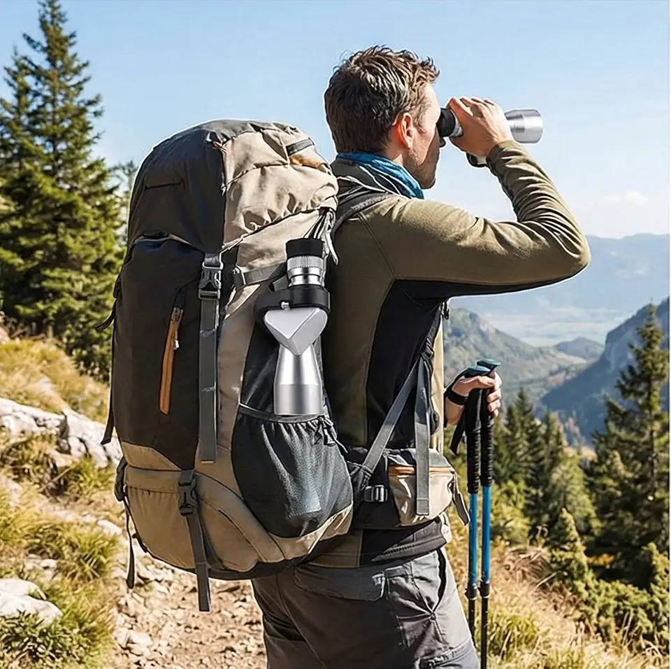 Monóculo leve de 20 x 50 cm para caminhadas e trilhas, telescópio de bolso com foco manual para exploradores adultos, prata