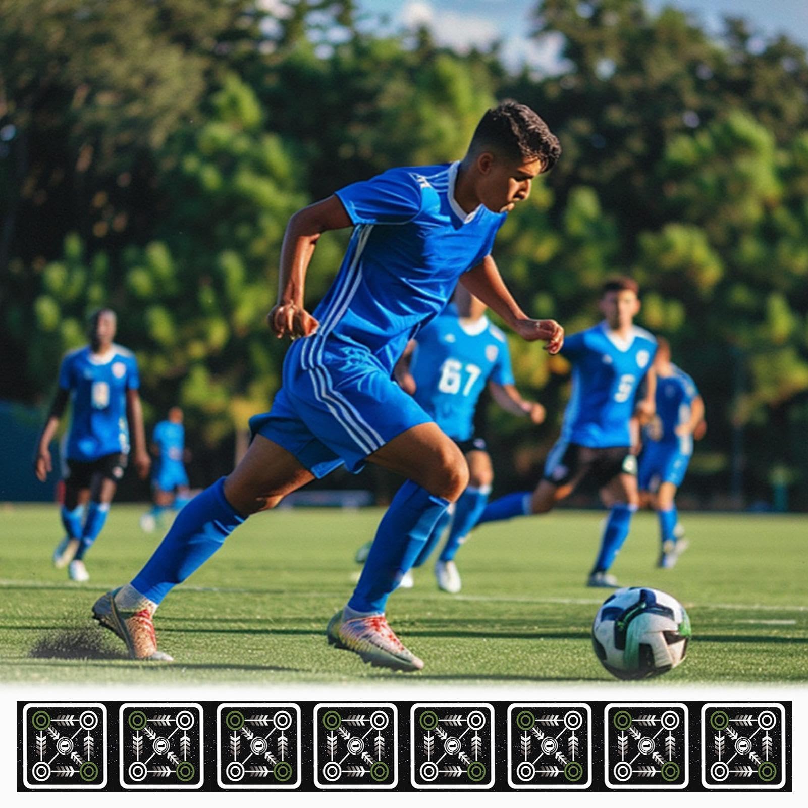 Per Calcio Attrezzatura per Allenamento Footwork Antiscivolo | Tappetino Allenamento Calcio Agilità Home Gym Football Tennis Boxe Basket Fitness Adulti Bambini Professionisti Principianti