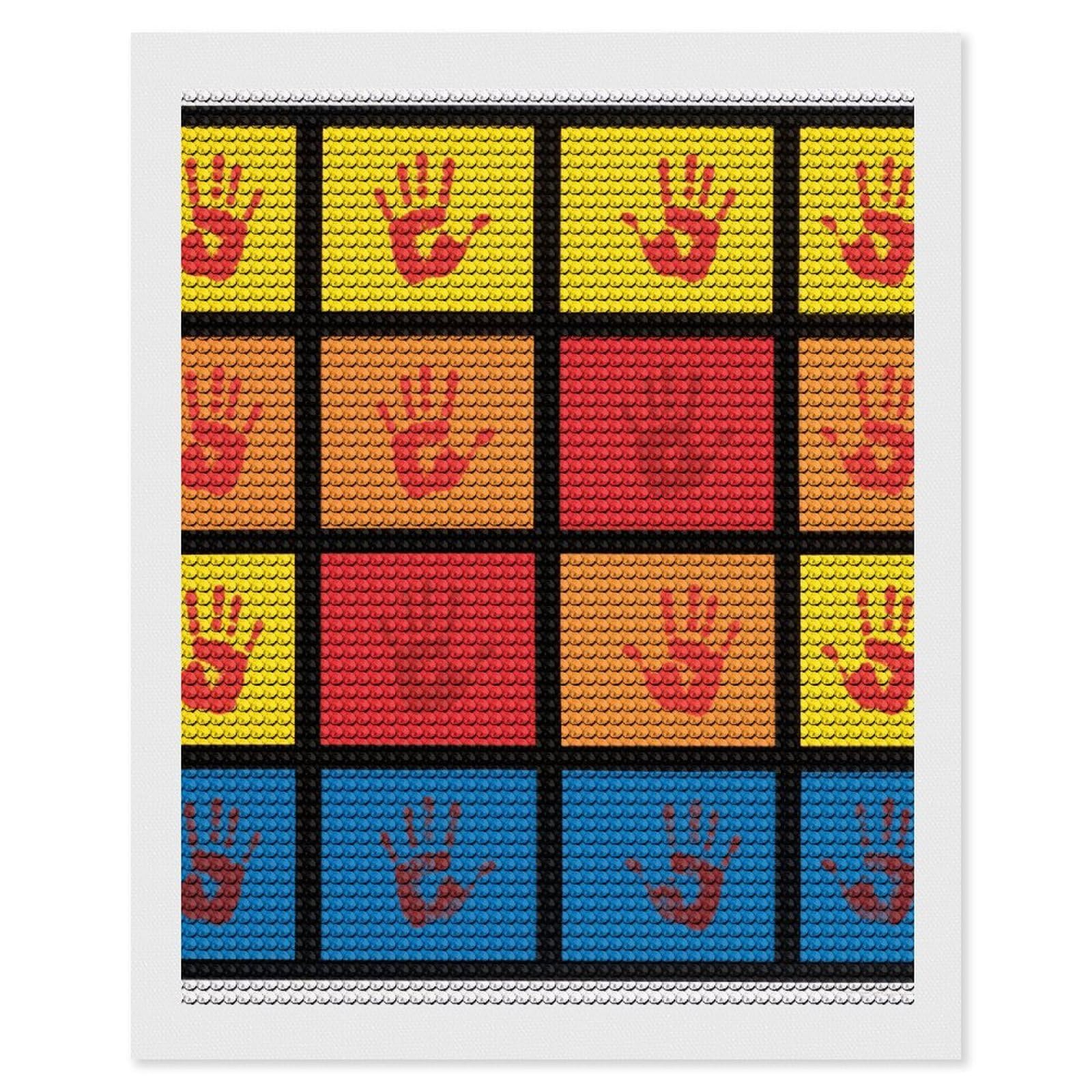 FodPand Handprints 5D Diamond Painting Kits for Adults Beginners Full Drill Round Diamond Dots Pictures Gem Art Supplies for Home Wall Room Decoration DIY Craft Set Gift 16x20