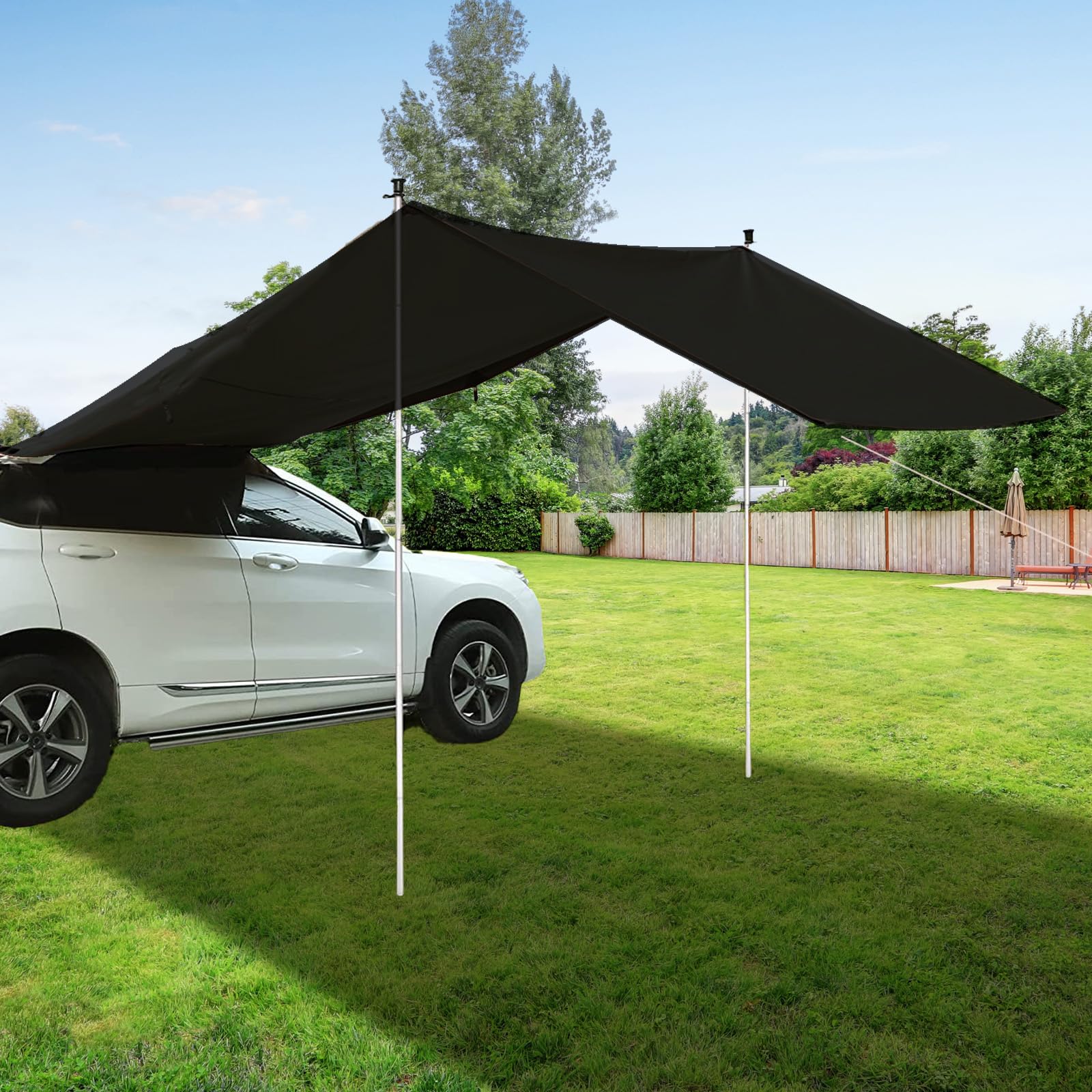 Toldo de coche, toldo trasero, 300 x 200 cm, toldo impermeable, tienda de campaña, para camping, techo solar, con protección UV, tienda de campaña para coches, todoterrenos, autocaravanas