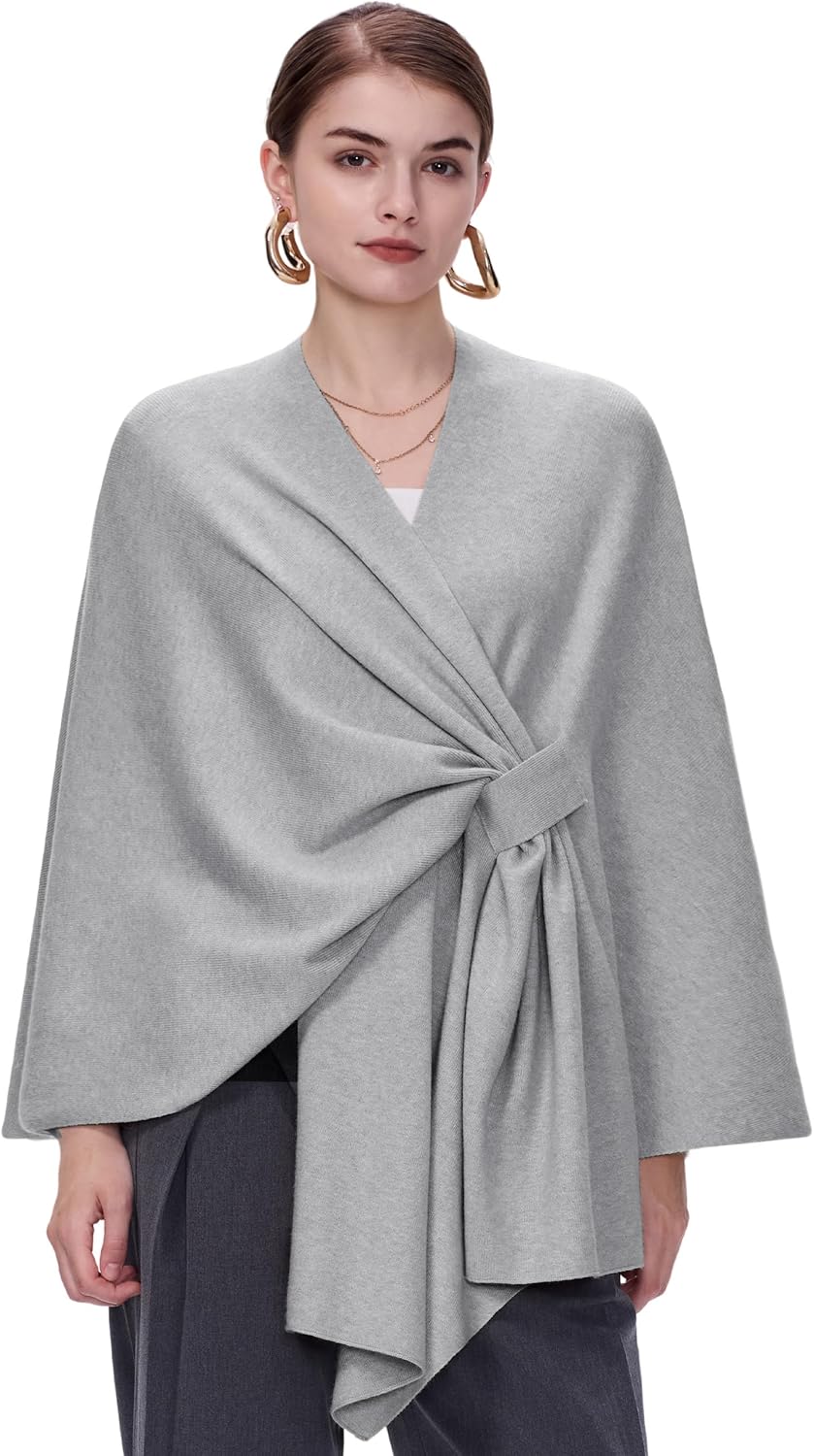 FUGREEN Shawl Wraps for Women Large Warm Cross Front Poncho Sweater Elegant Wedding Travel Shawls Cape for Fall Winter Spring