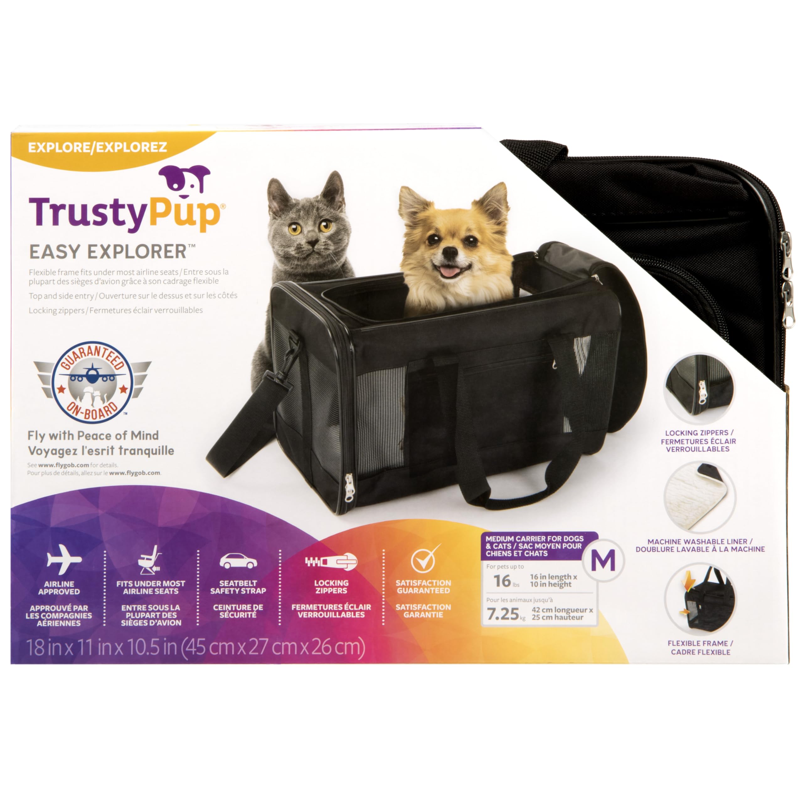 TrustyPup Transportín de, Poliéster, Negro, M