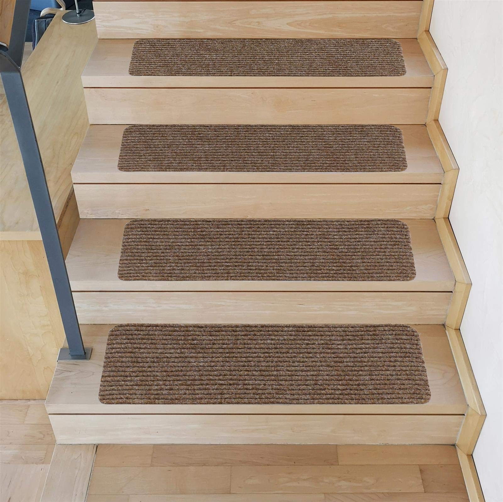 Kettelservice-Metzker Stufenmatte Treppenteppich Tulus Rechteckig Aufleger selbstklebend 60x25cm Hellbraun 15 Stück