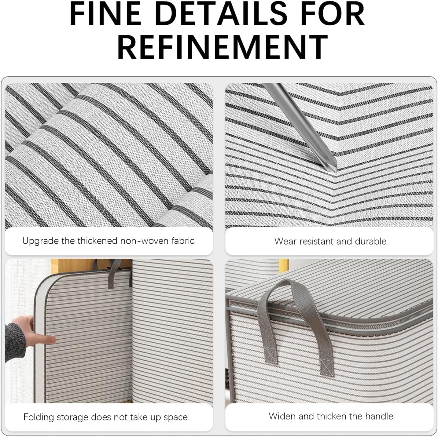 3PCS Large Capacity Clothes Quilts Storage Bag Foldable Blanket Storage Containers with Handle for Organizing Bedroom Wardrobe Closet Foldable Blanket Storage Bags