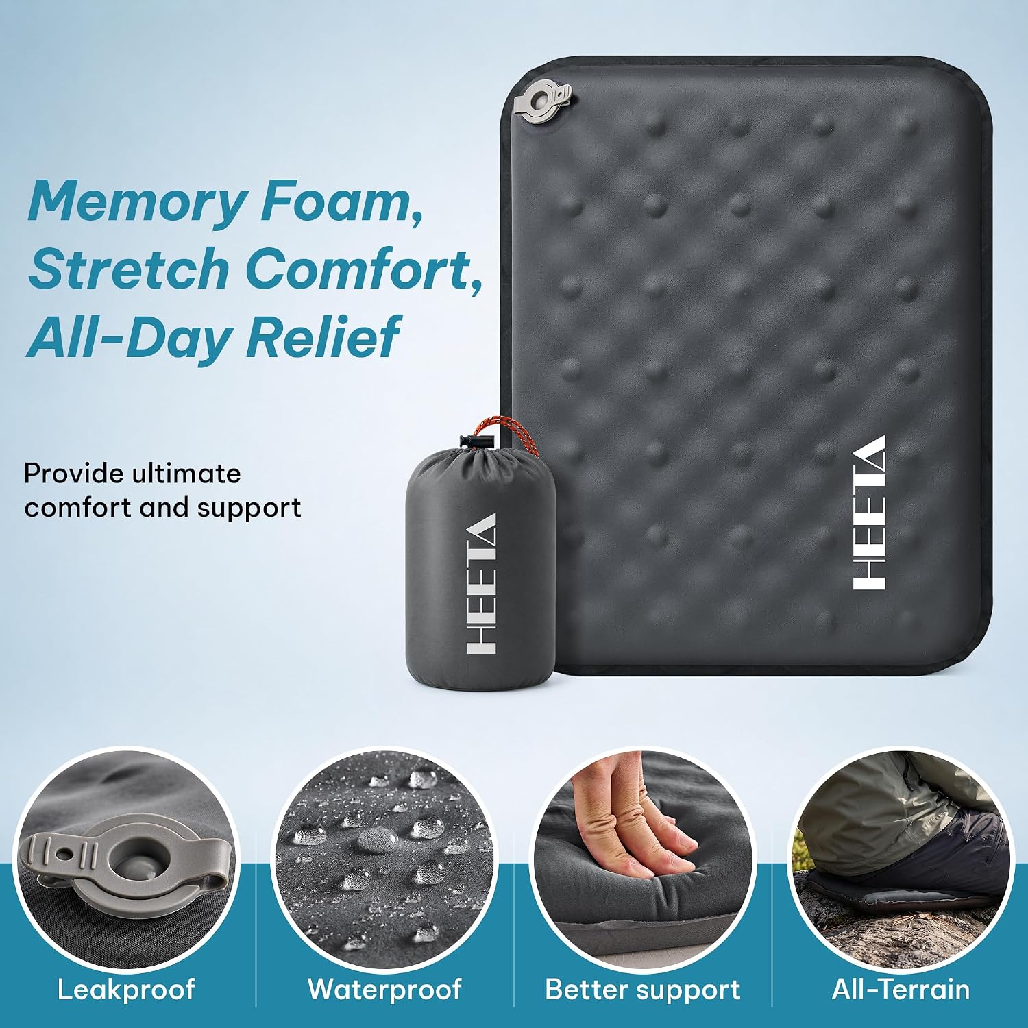 HEETA Inflatable Seat Cushion for Airplane Travel Long Flights Stadium Car