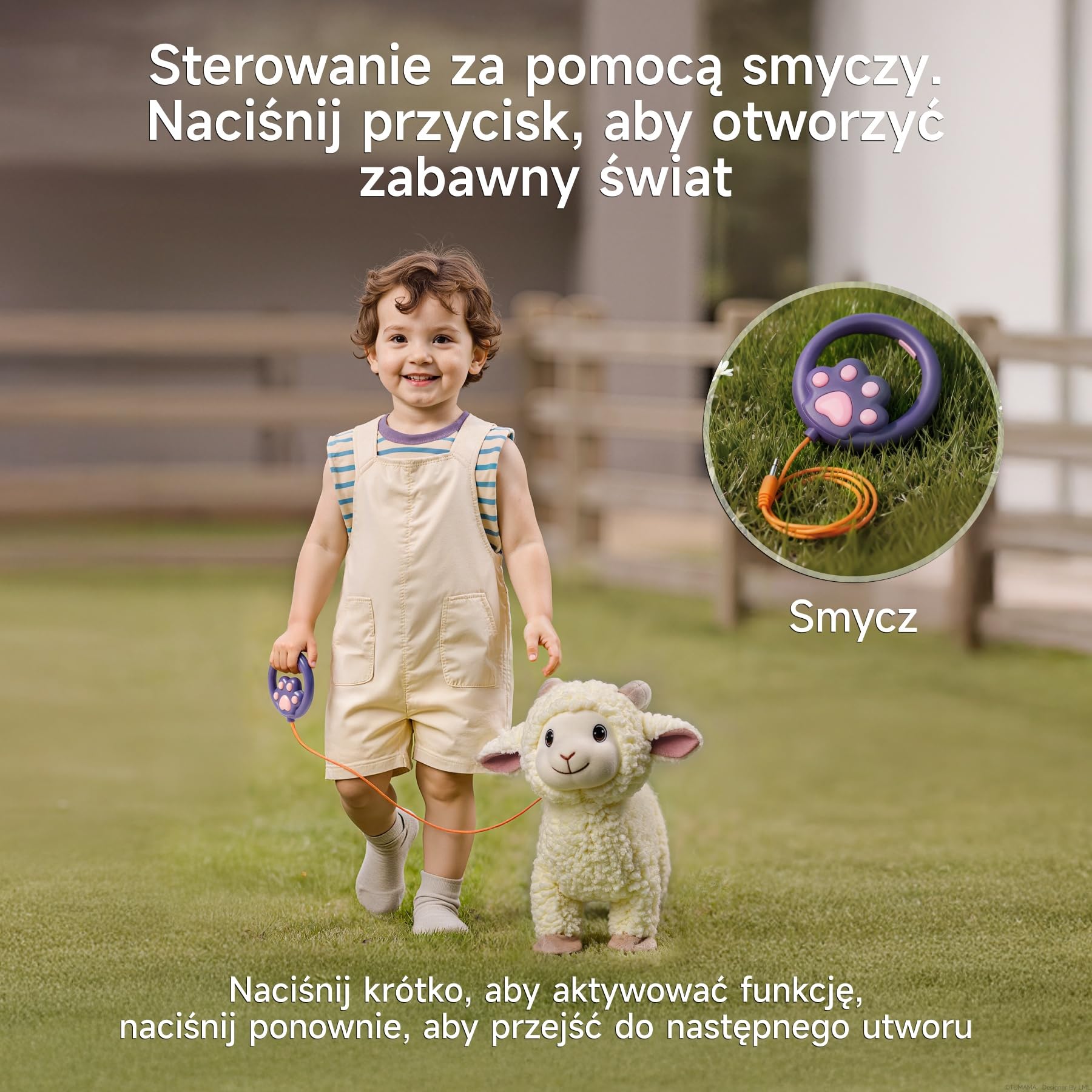 Pluszak Owca która Chodzi, Pluszowa Zabawka Jagniątko ze Smyczą Zdalnego Sterowania, Elektroniczna Interaktywna Przytulanka Baranek, Śpiewa, Beczy i Merda Ogonem, Realistyczne Dźwięki Mee Mee