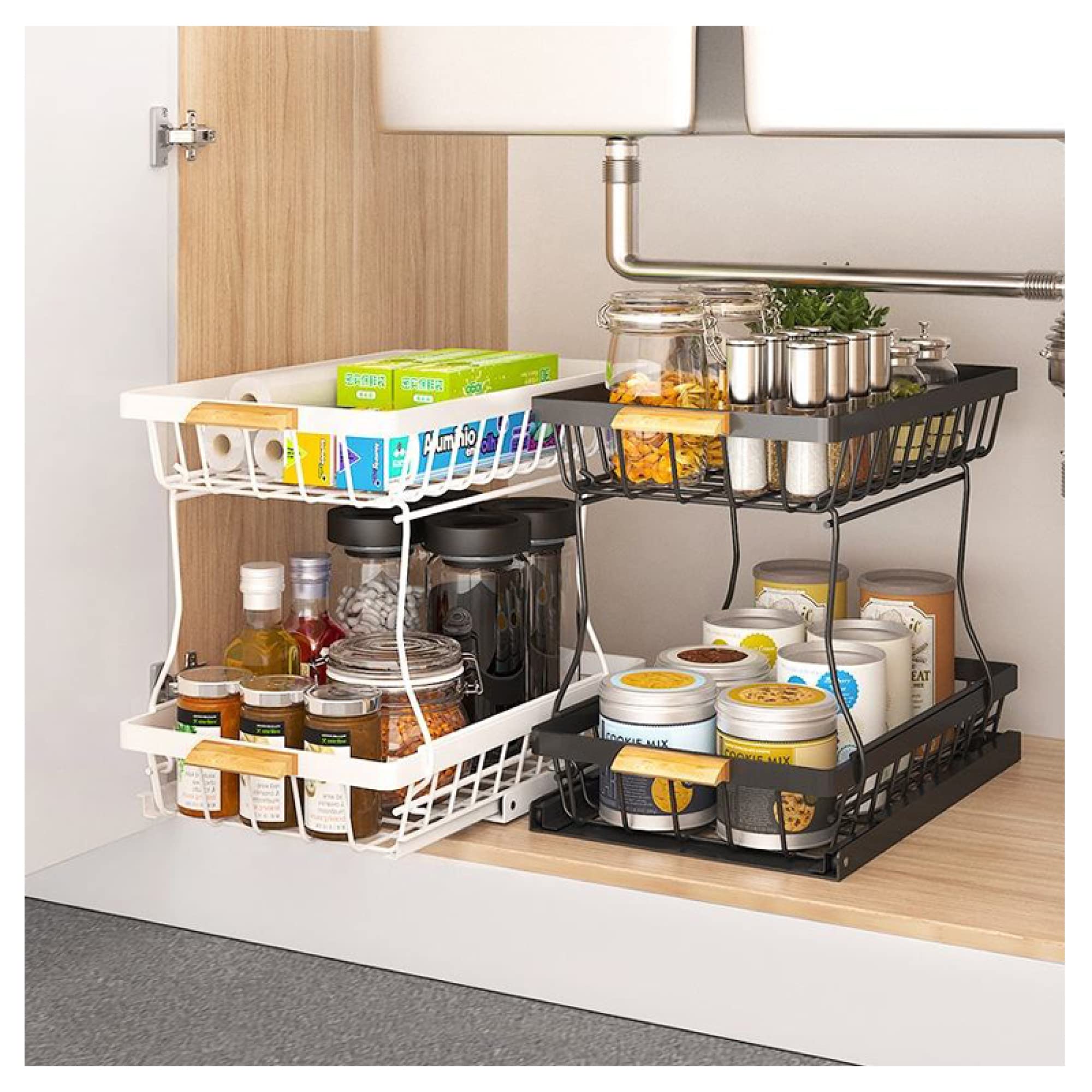 Organisateur d'armoire extractible pour une cuisine ordonnée et sereine