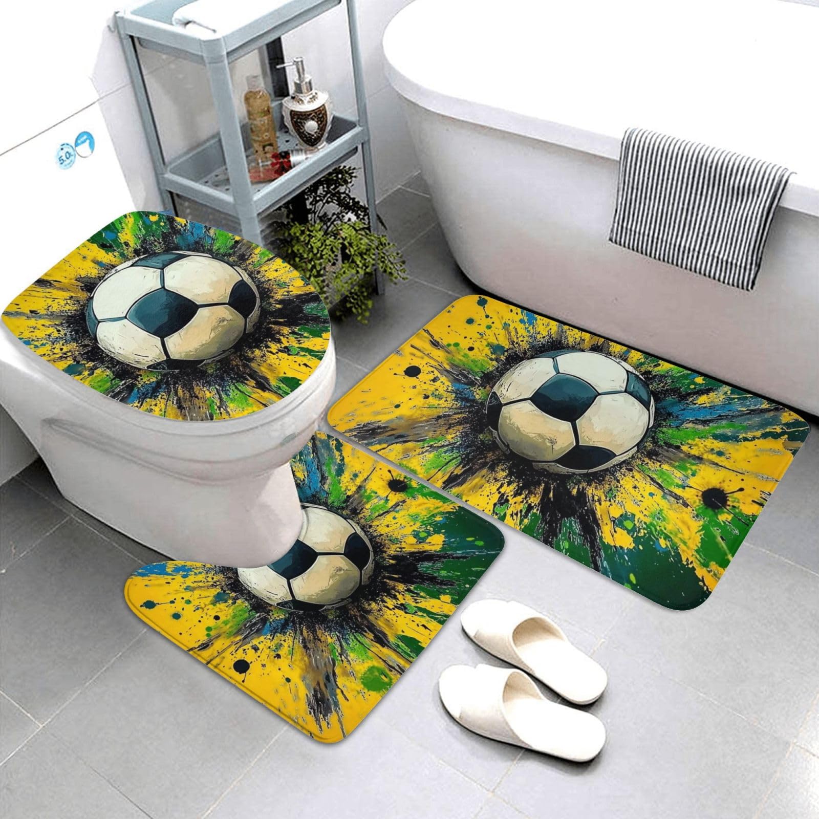 Juego de alfombras de baño de 3 piezas, de espuma viscoelástica suave y absorbente y alfombra de inodoro en forma de U, decoración del hogar, secado rápido