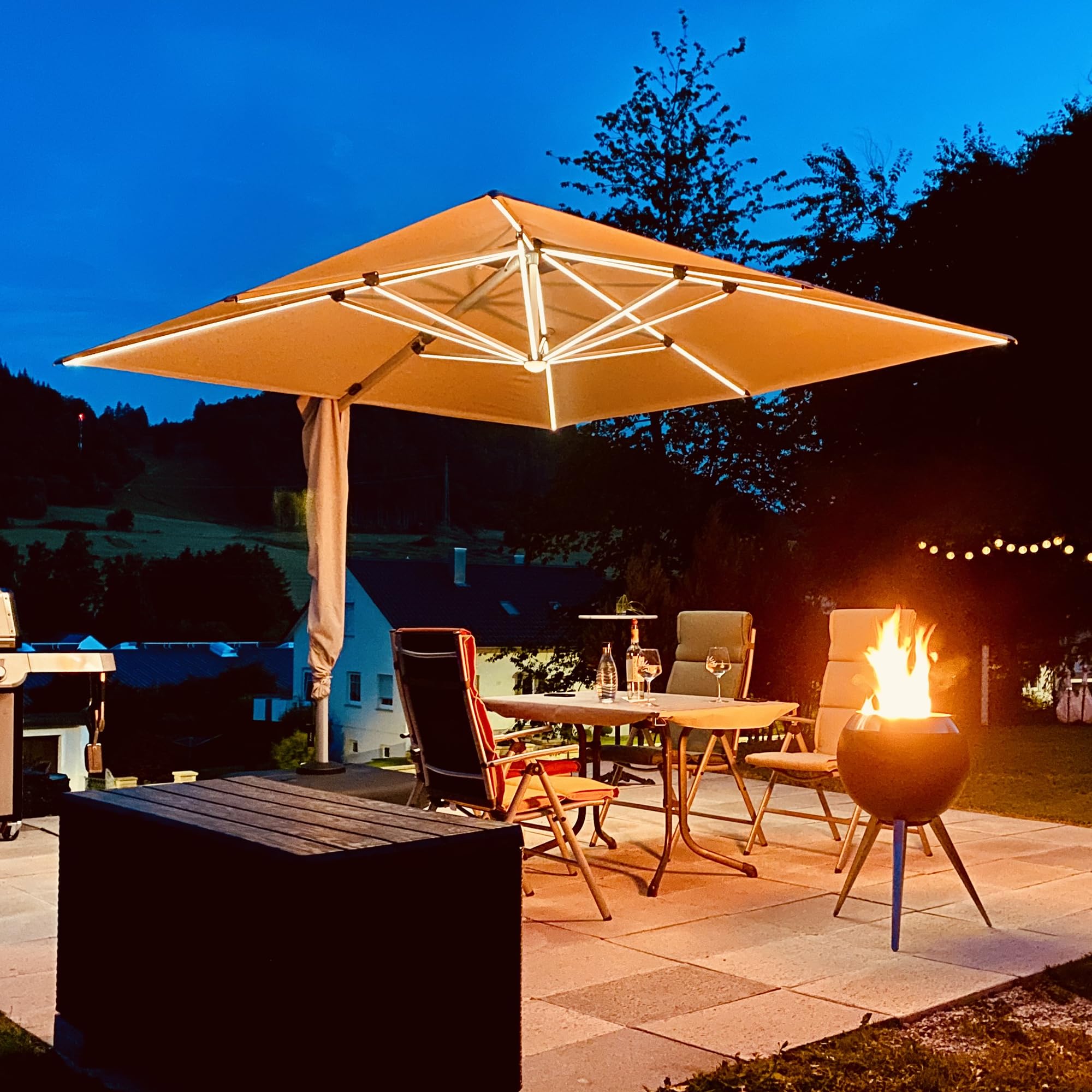 PURPLE LEAF Cantilever Umbrella 10x10 Solar LED