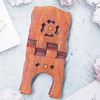 Shri Shri Handicraft 10 inch Wooden Book Stand for Reading holy Books Holder Bible Quran ramayan Geeta Bookstand rehal rihal Pooja Pack of 1-picture-27