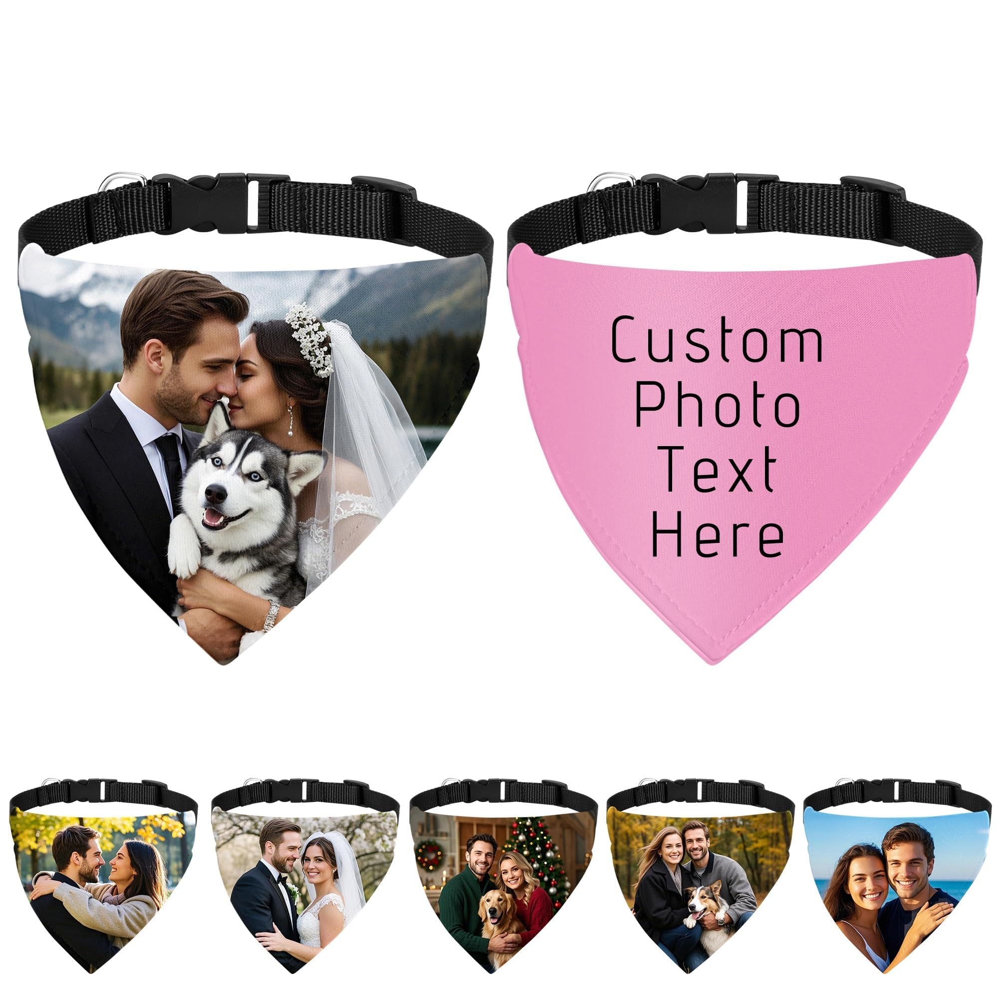 Engagement Gift, FAMIPAWS Personalized Wedding Dog Bandanas with Photo Text, Wedding Photo Prop, Pet Scarf, Dog Engagement Announcement, Pet Costume Accessories (Small)