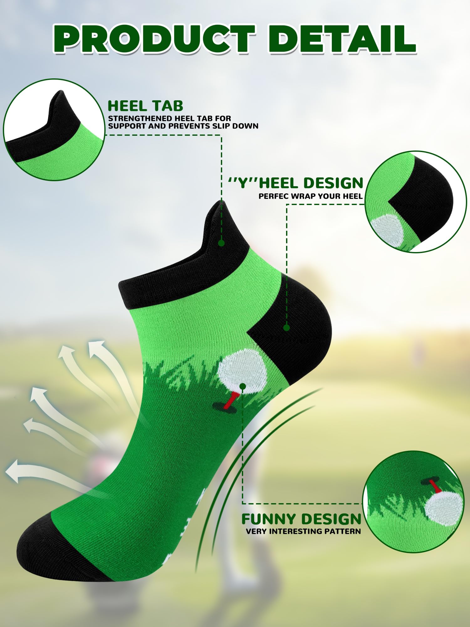 10 pares de calcetines de golf de corte bajo para hombre, calcetines deportivos acolchados en el tobillo, paquete múltiple