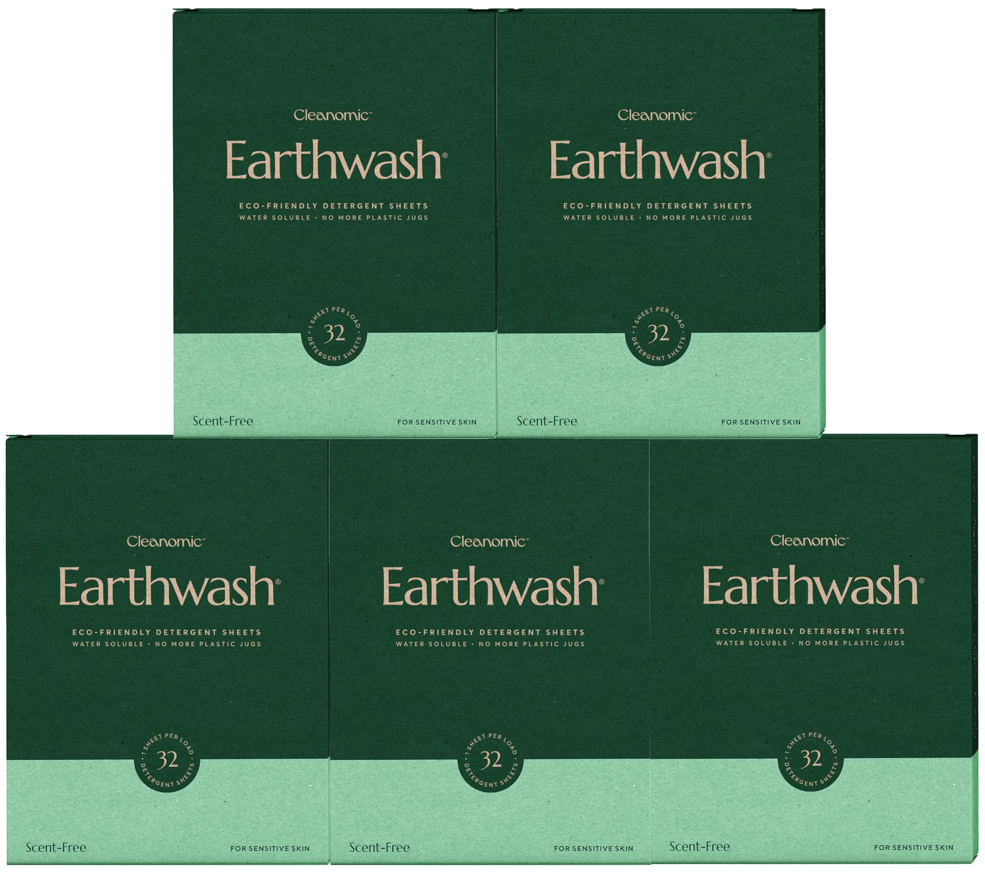 Earthwash Laundry Detergent Strips Scent-Free Hypoallergenic - Ideal for Travel & Home - 160 Strips