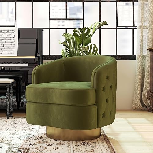 Miniatura 12 de Juego de 2 sillas decorativas modernas, sillones giratorios de barril para sala de estar, silla cómoda de terciopelo con botones, asiento individual