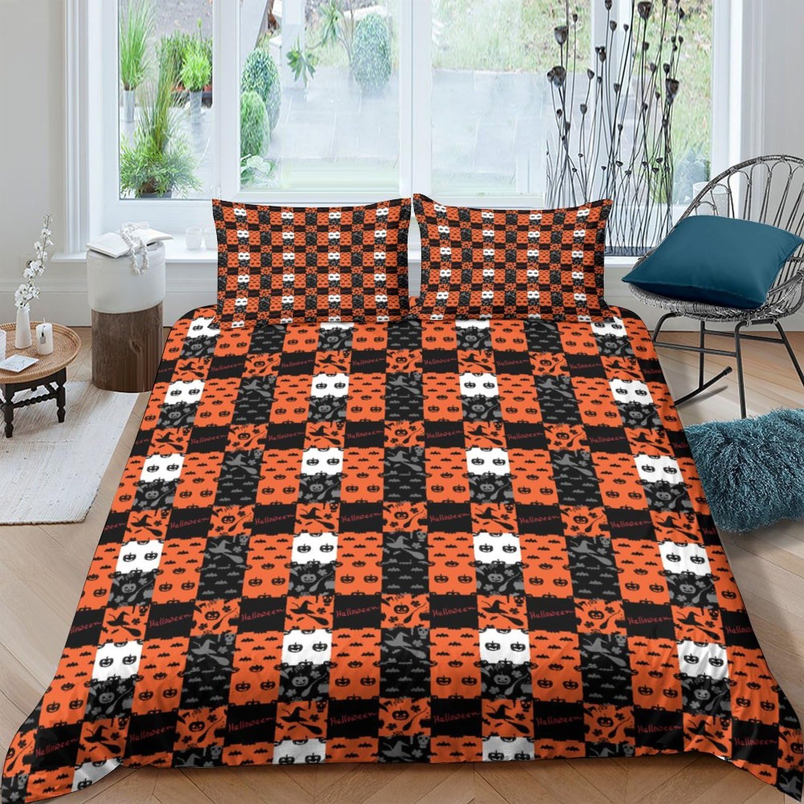Ctjqhvkz Style-1 3D Printed Halloween Pumpkin Fitted Sheet Microfiber Soft Breathable Skull Pattern Mattress Cover For Bedroom Dorm, Easy Care Single（135X200cm）