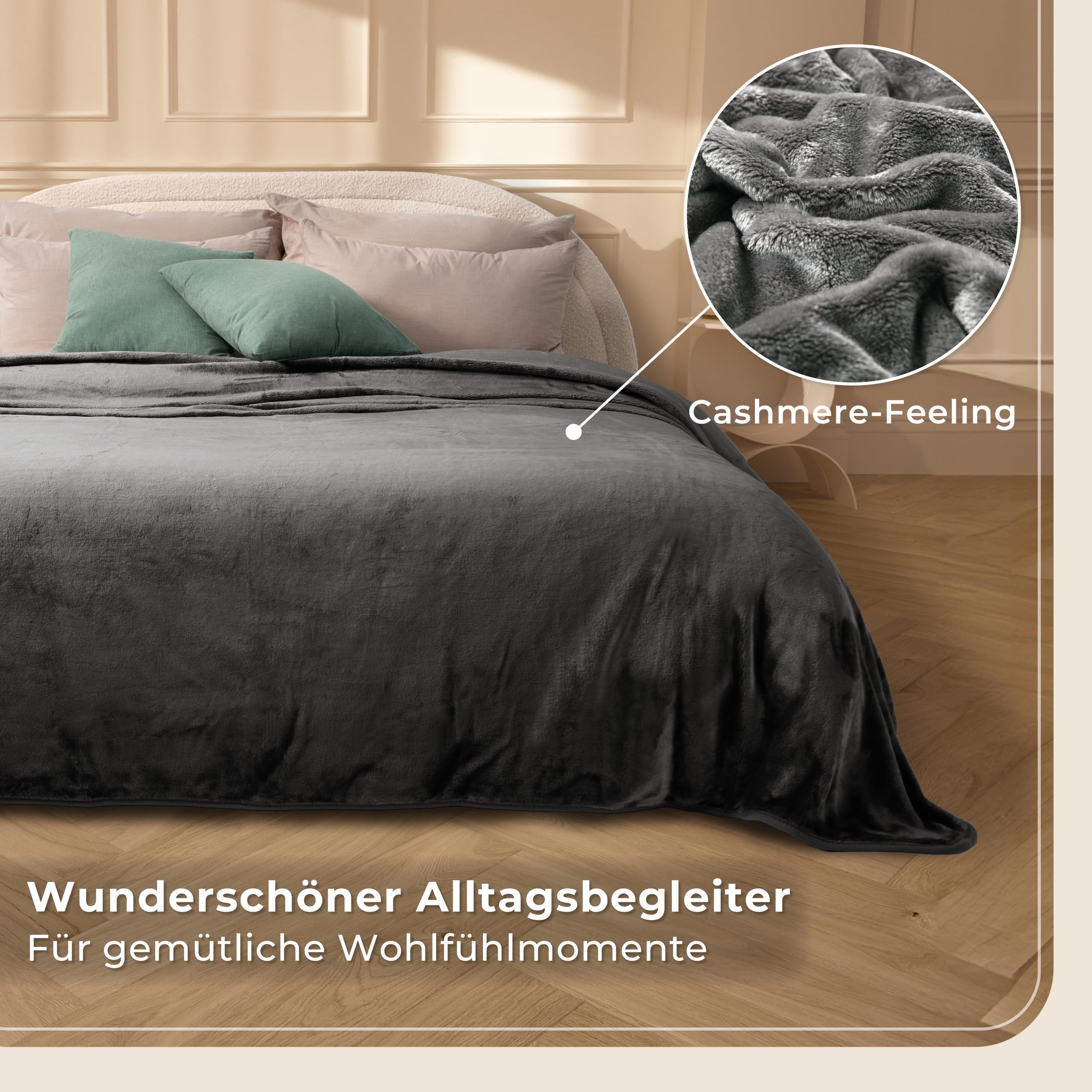 Gräfenstayn® Kuscheldecke Cashmere-Feeling - super weich & flauschig - Dicke & warme Fleecedecke - kuschelige Sofadecke, Wohndecke & Tagesdecke - Überwurf Decke Sofa, Couch (Anthrazit, 180x220 cm)