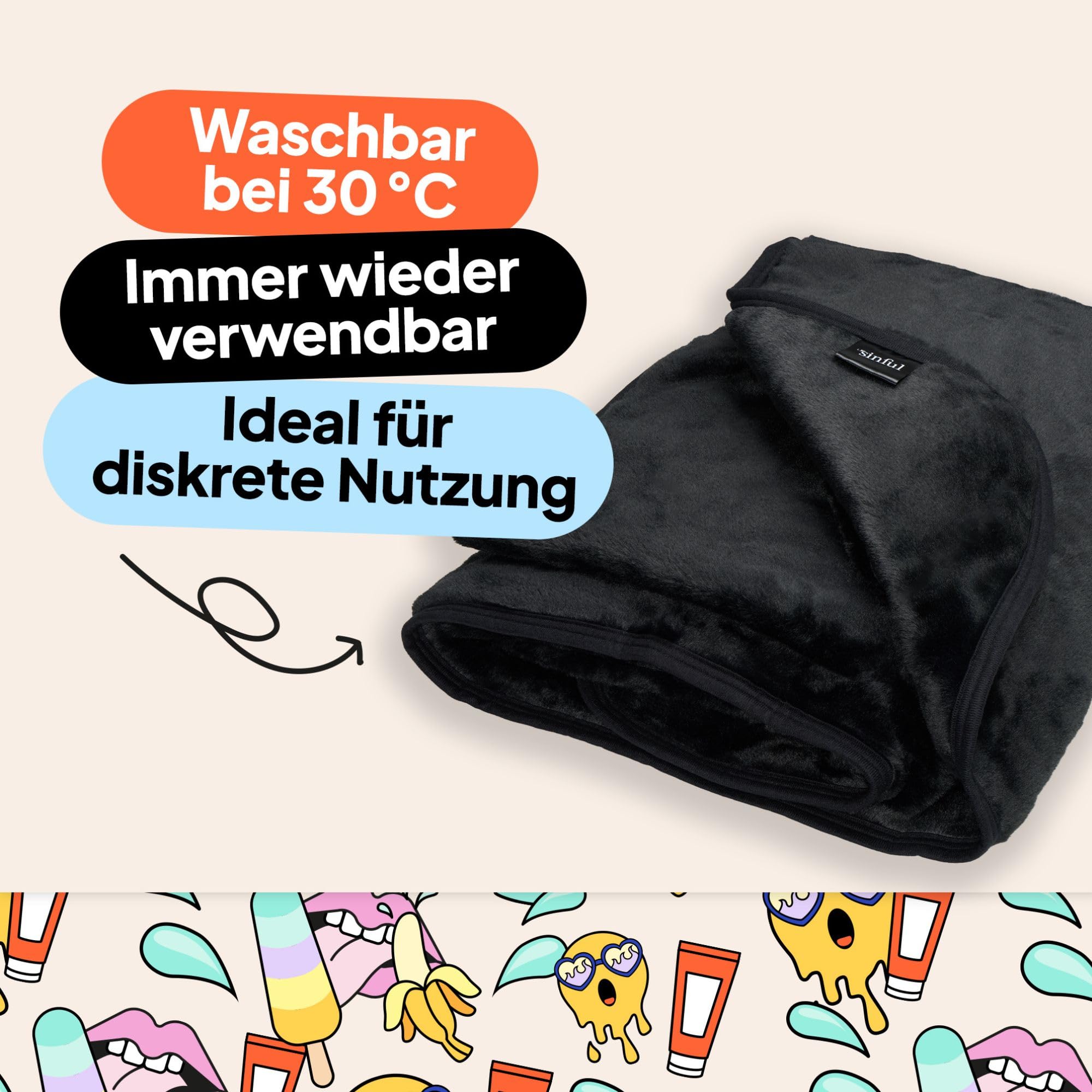 Sinful Liebesdecke Wasserdicht für Sex - 180x160 cm Schwarz