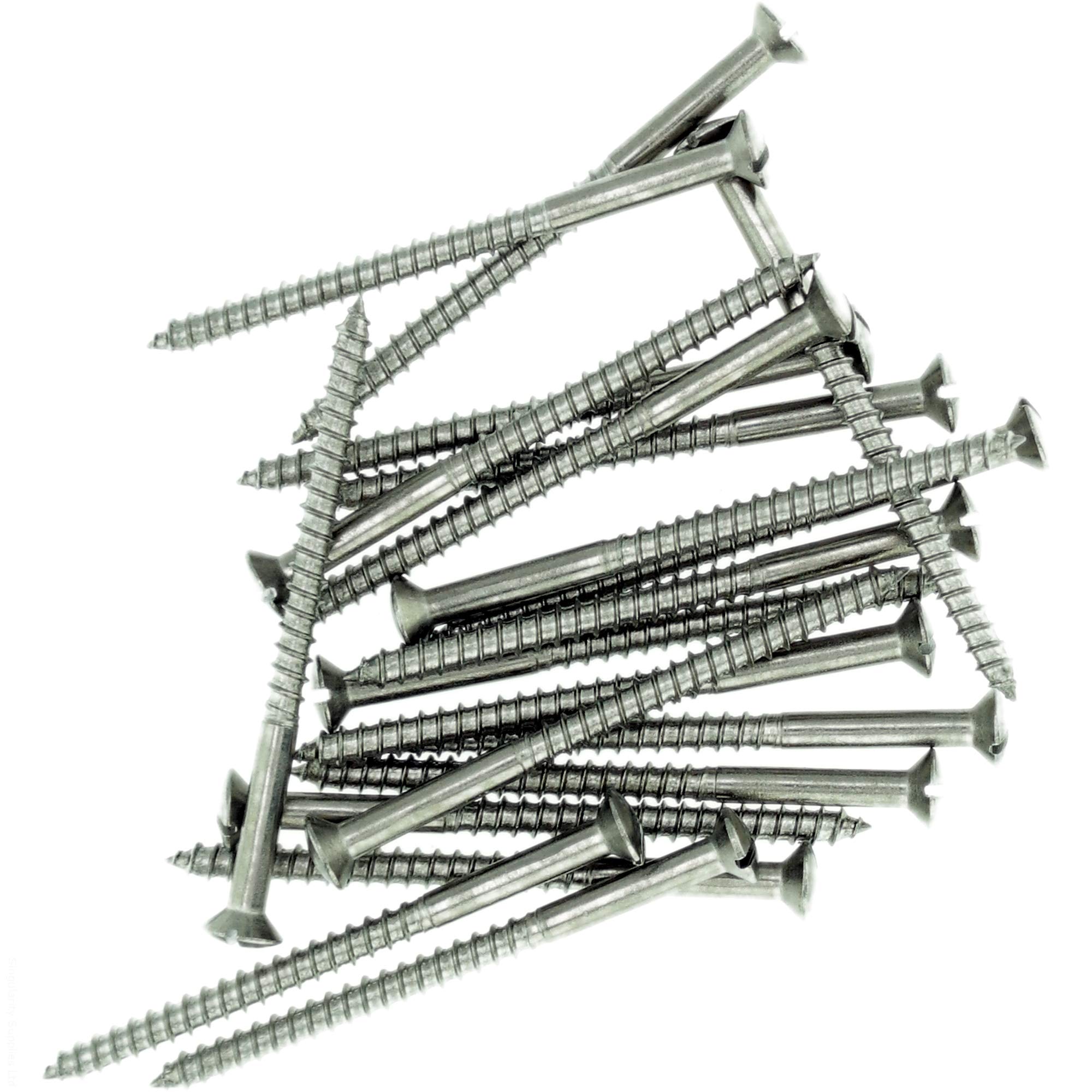 Singularity Supplies No.8 X 1.38 (4.0Mm X 35Mm) Slot Raised Countersunk Wood Screw - Stainless Steel (A2) (Pack Of 20)