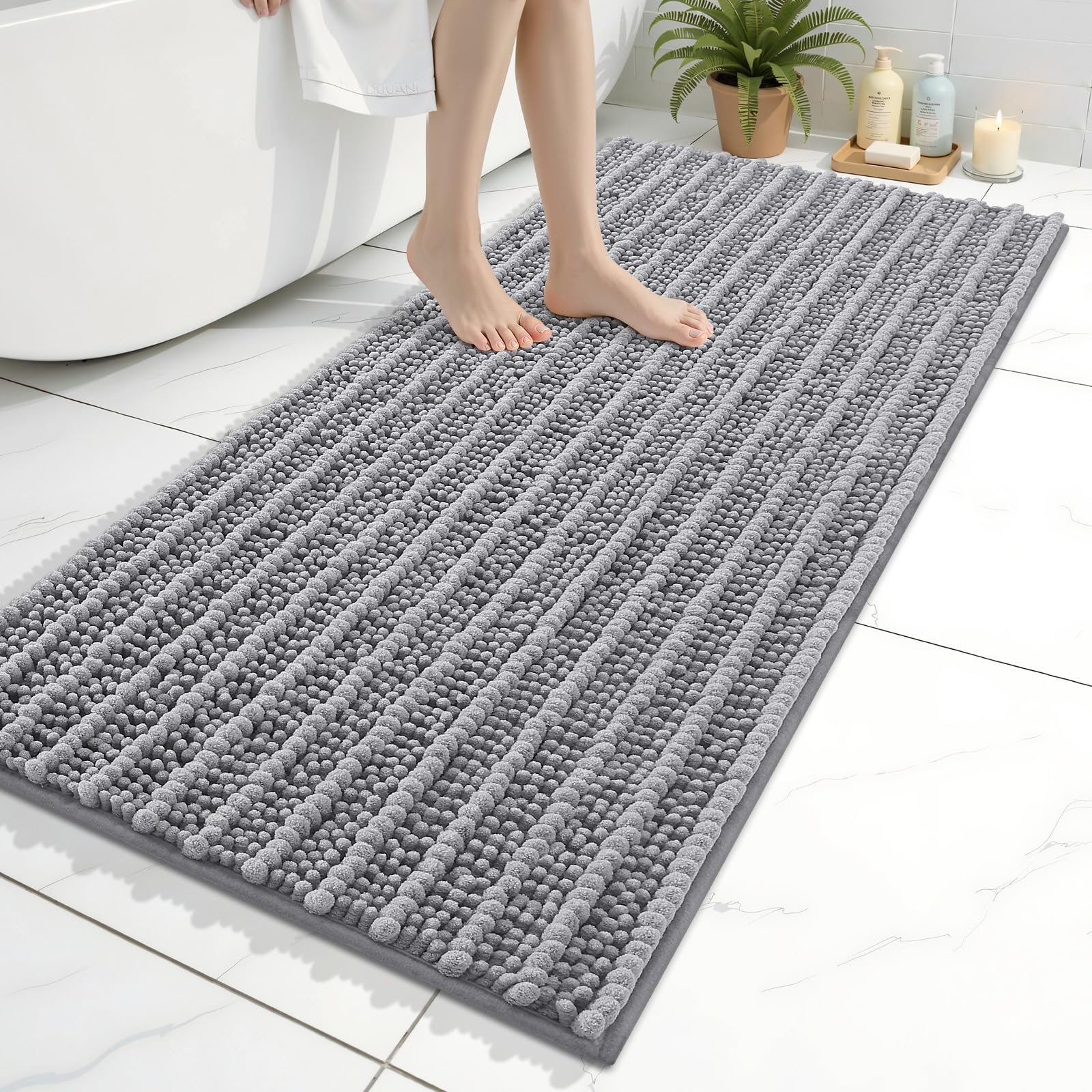 Arotive Bathroom Rugs Mat 45x27, Soft Absorbent Chenille Shaggy Bath Mat