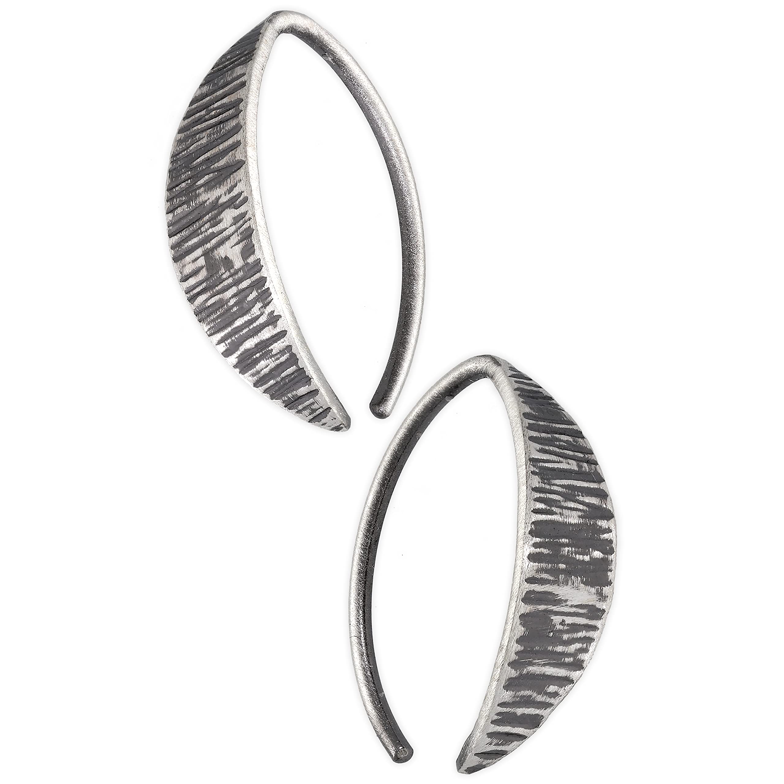 Herren Huggie Creolen Ohrringe Blatt-Design aus 925 Sterlingsilber - Klein Diskret Modern - Nickelfrei Hypoallergen - Handmade by Emmanuela