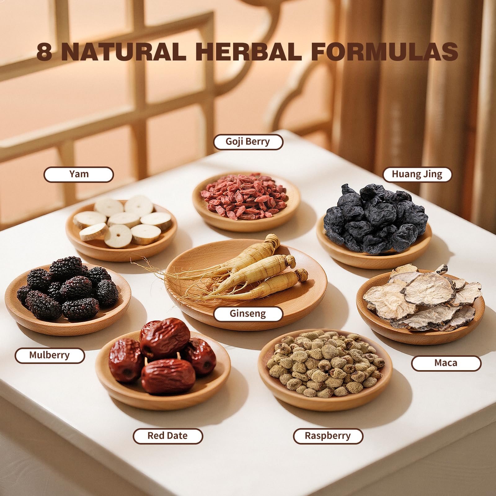 Kidney Tea Formula Ginseng Six Treasure Tea Ginseng Mulberry Herbal Tea Kidney Cleanse Detox Repair Traditional Chinese Herbal — view 3