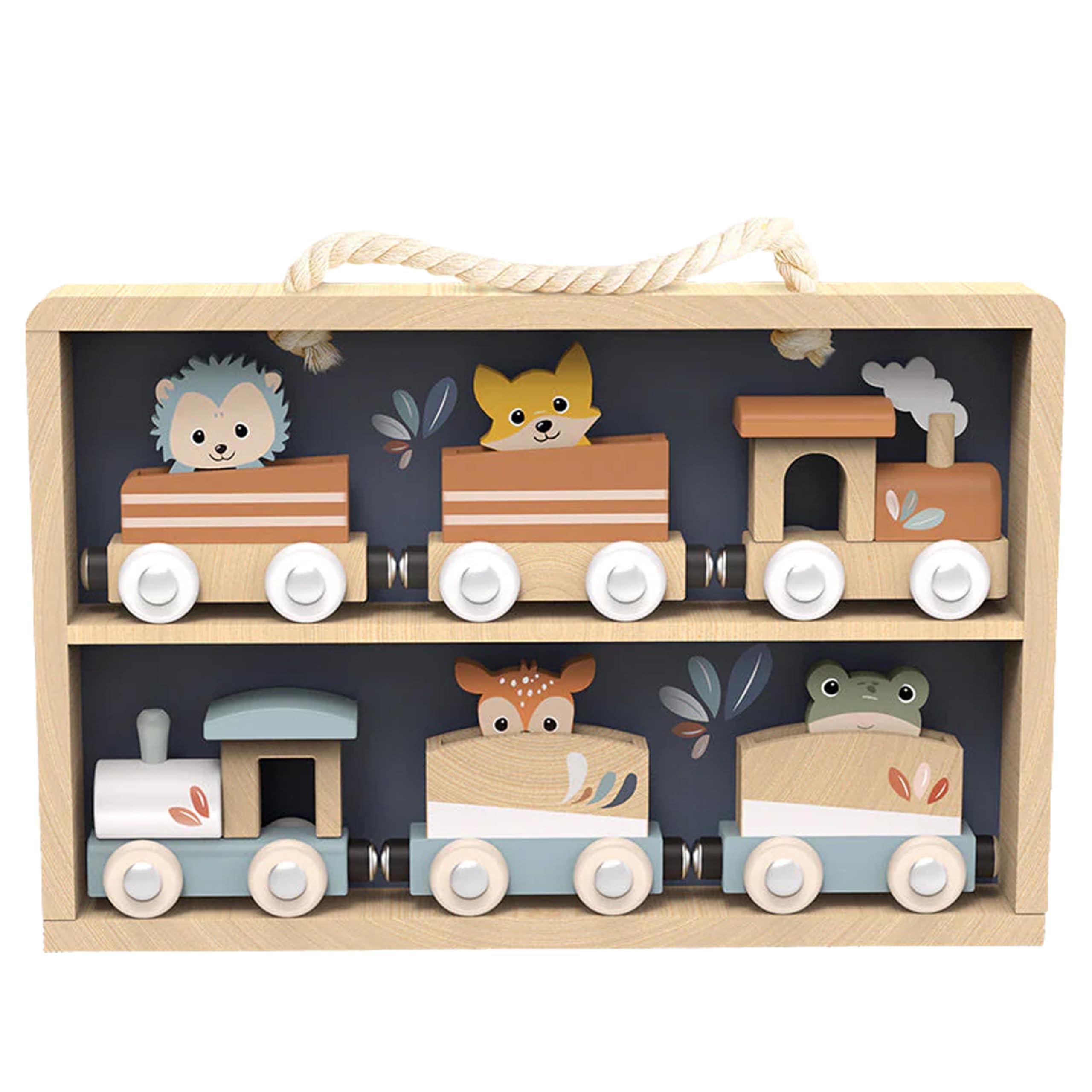 Speedy Monkey Ensemble de jouets en bois - Mallette de rangement compacte - À partir de 3 ans