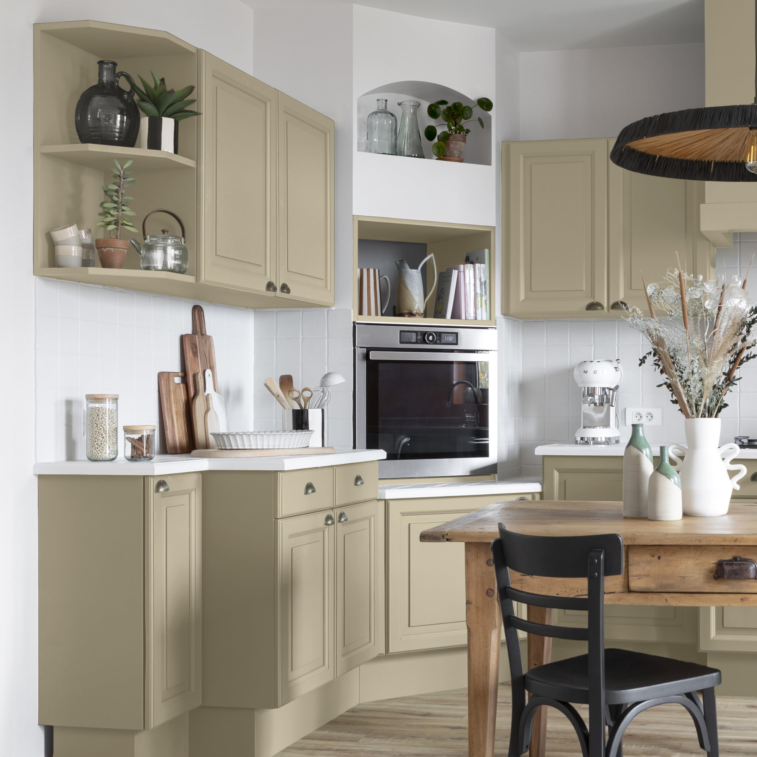 V33 Peinture Rénovation Perfection® Cuisine Brun Ocré Satin - 2L | Haute Résistance taches et Chocs - Ultra-Lessivable - Meuble - Crédence - Plan de travail