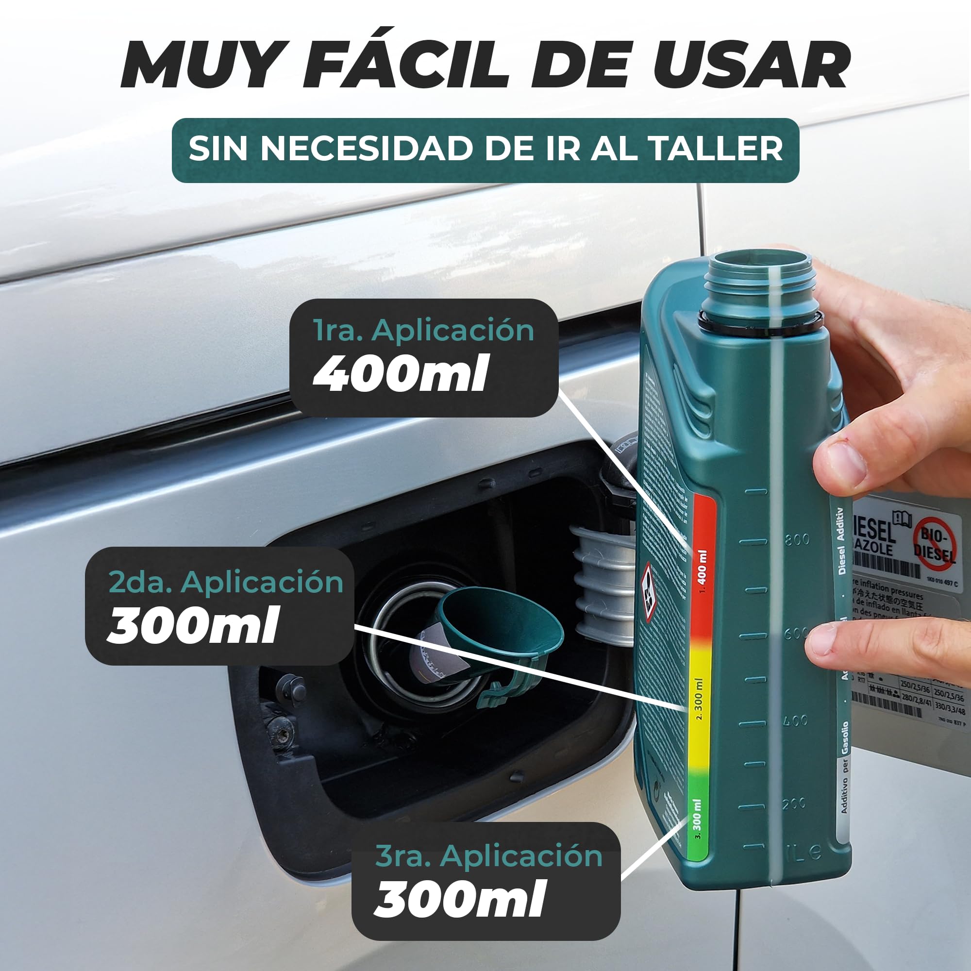 MARTIN STRAUSS Limpiador Diesel Euro 6 en 1. Descarboniza el sistema de escape: Válvula EGR, Turbo, Cat, DPF, Lambda. 1 Litro, 3 Dosis