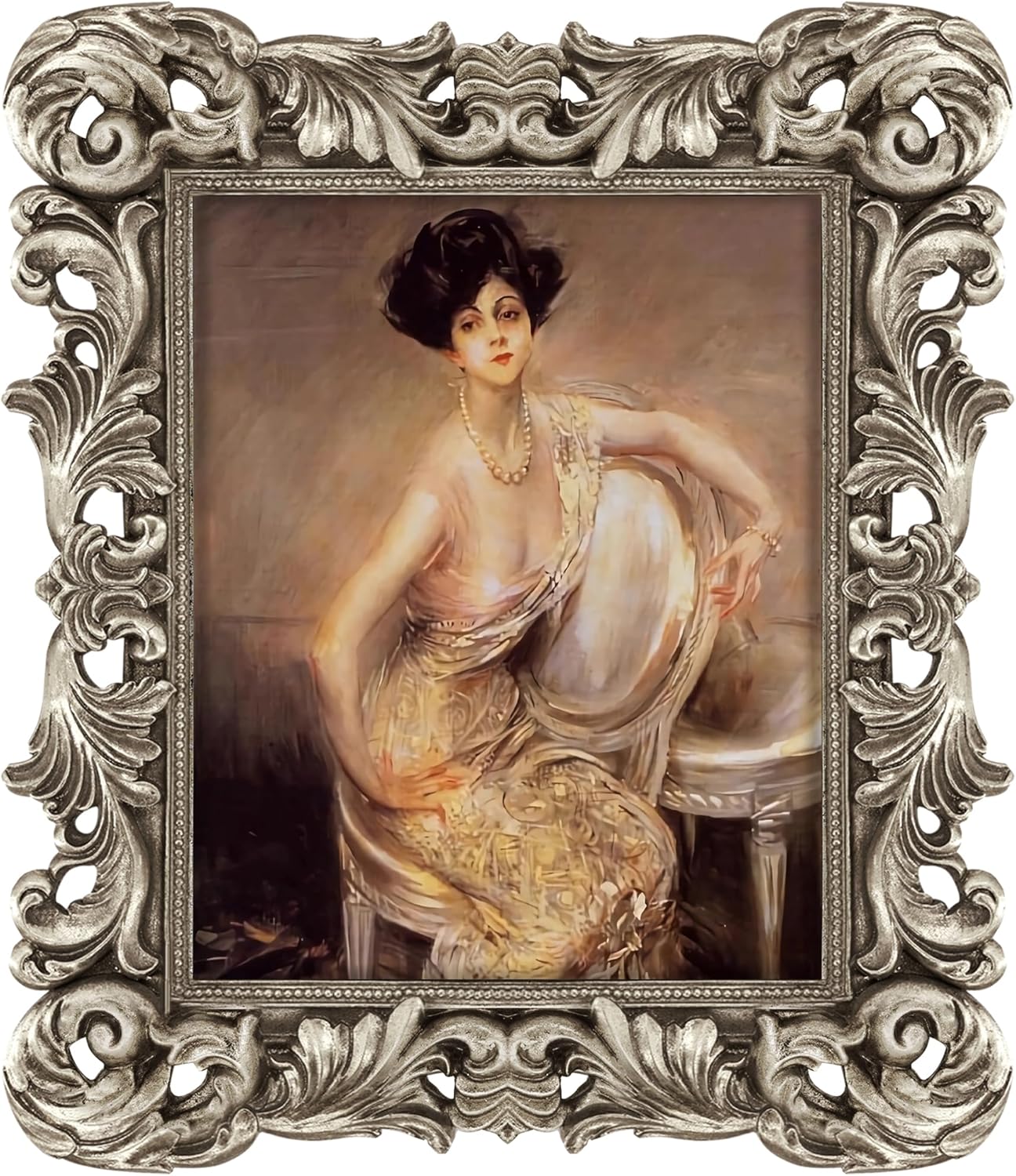 Silver Picture Frame 8x10 Ornate Vintage Baroque for Tabletop Wall Display, Gothic Antique Frame or Matted to 5x7 Photos Silver 8x10 inch