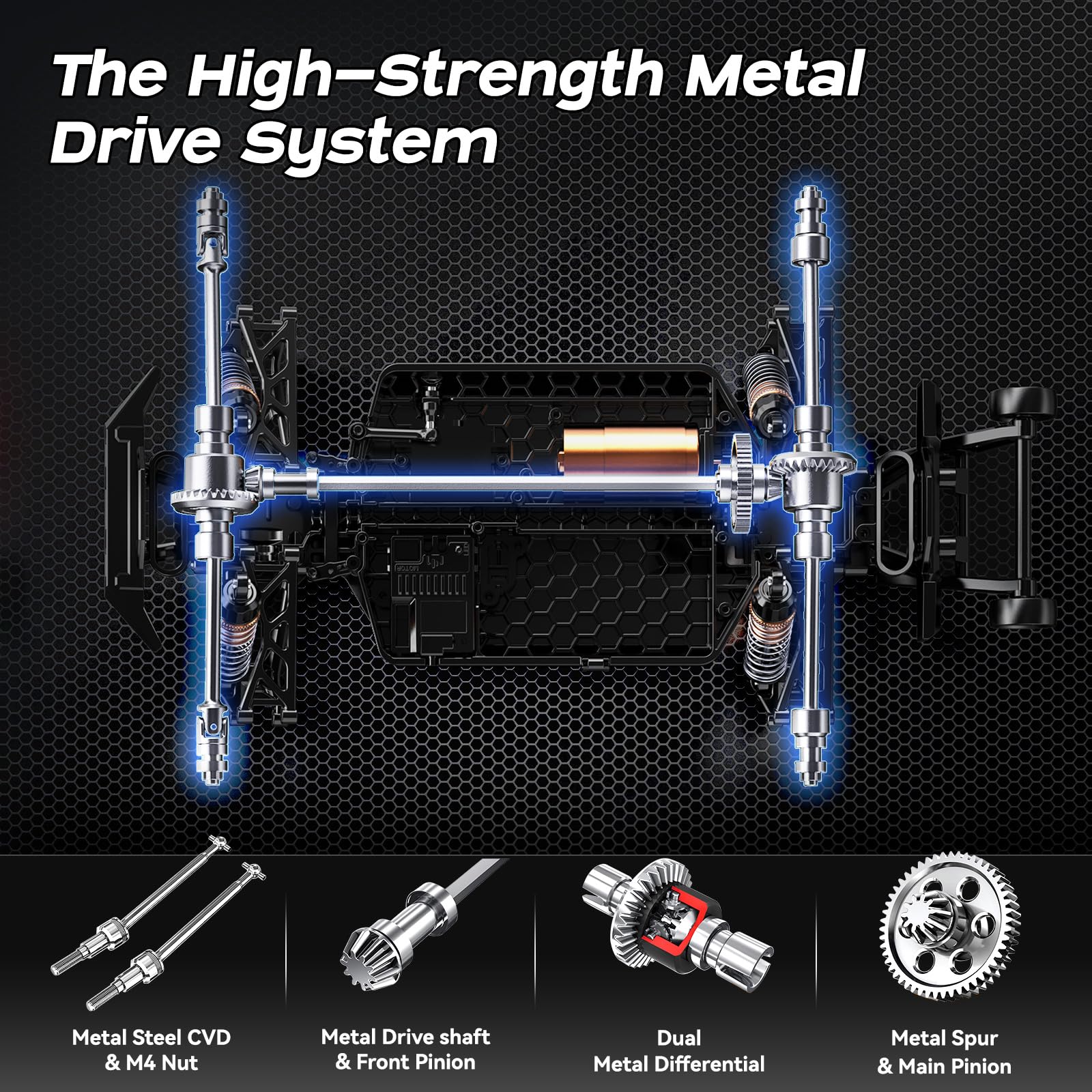 Womaqu Macchina Telecomandata Professionale Brushless 1:14 per Adulti, RC Car 4WD Elettrica 68 km/h con Ammortizzatori a Olio, 2 Batterie 1500mAh, Macchina Radiocomandata Compatibile con 3S