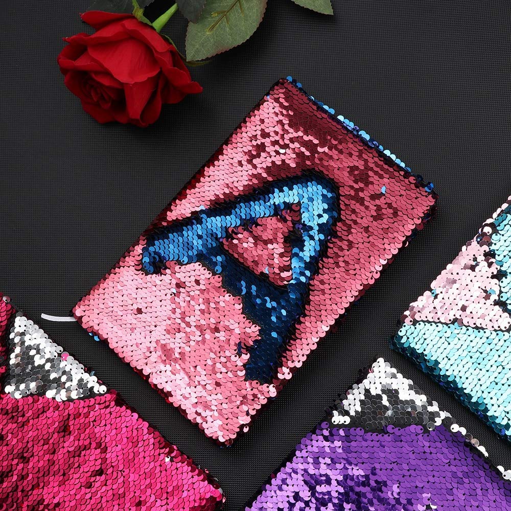 Brown Leaf� Beautiful Colour Changing (8 * 6 inch) A5 Paper Perfect Reversible Magic Sequin Notebook Diary Best Gift Item for Girls & Boys (Light Pink)