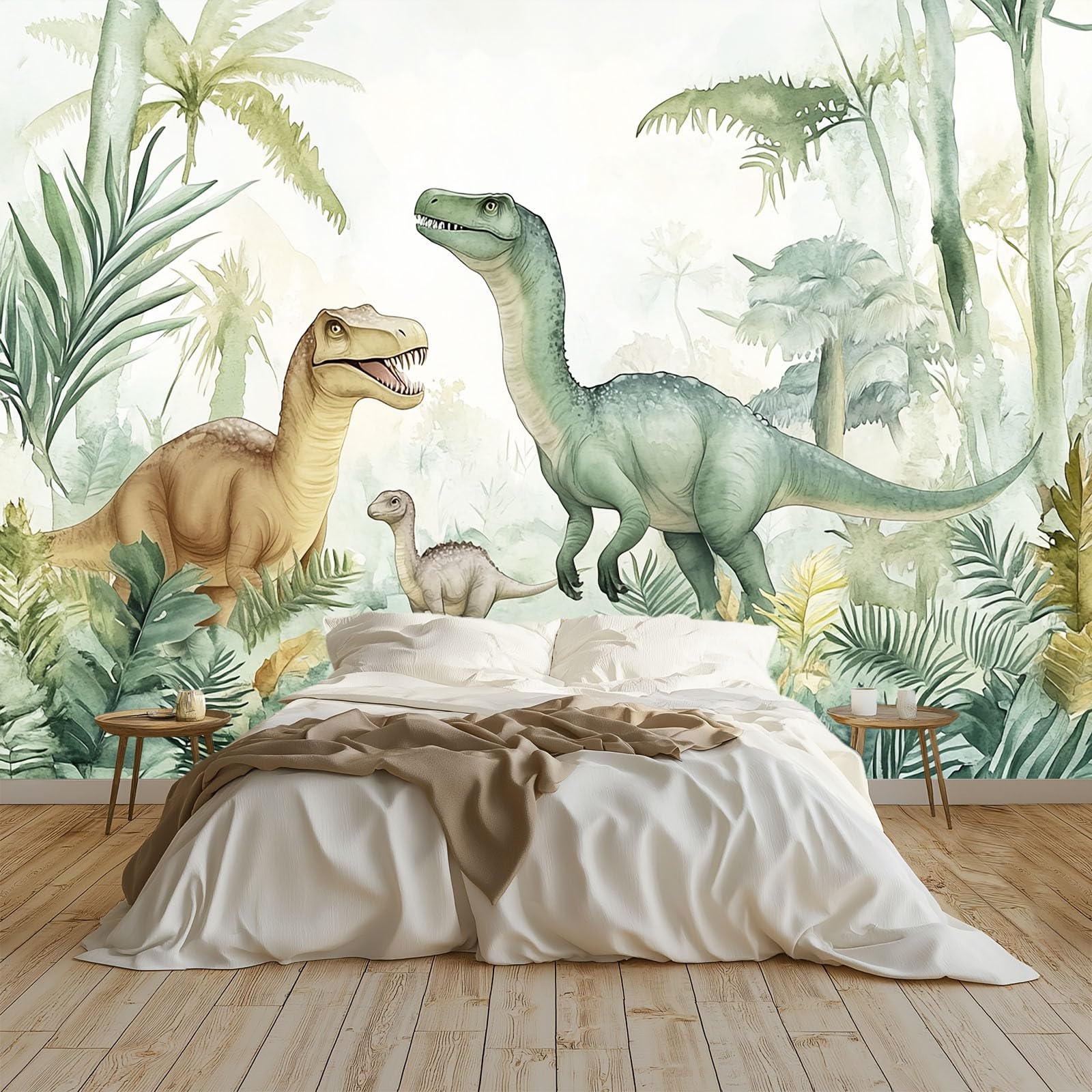 Papel Tapiz Fotográfico Papel Tapiz Mundo De Dinosaurios De La Jungla Art Mural 350x256 cm Cafe Restaurant Dormitorio Decoración para el Hoga Murales Papel Pintado a Papel Fotomural, Verde