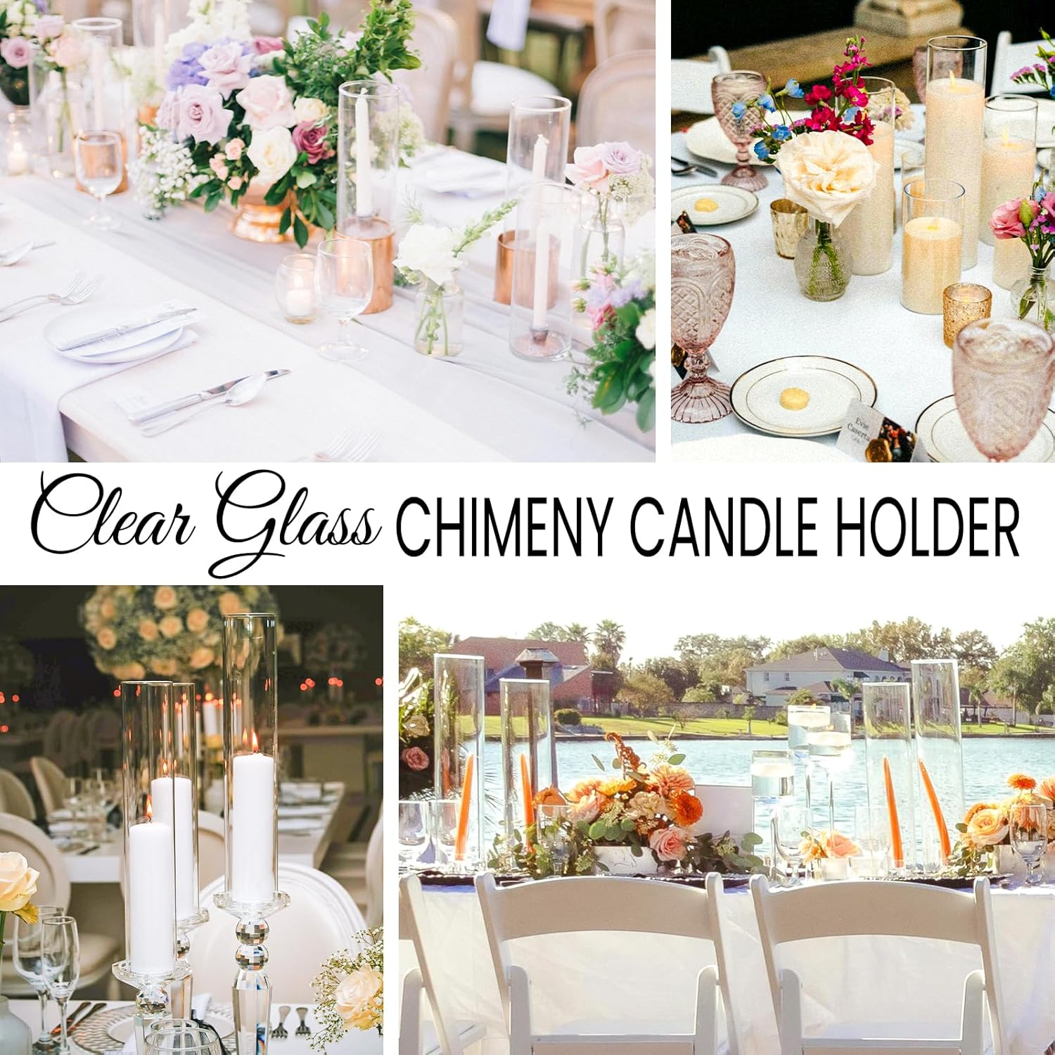 24 PCS Clear Glass Hurricane Candle Holder Sleeve,D:2.5" H:14" Bottomless Cylinder Glass Candleholder, Open Flame Candle Chimney Tube Cover,Open Ended Candle Shade - Image 5