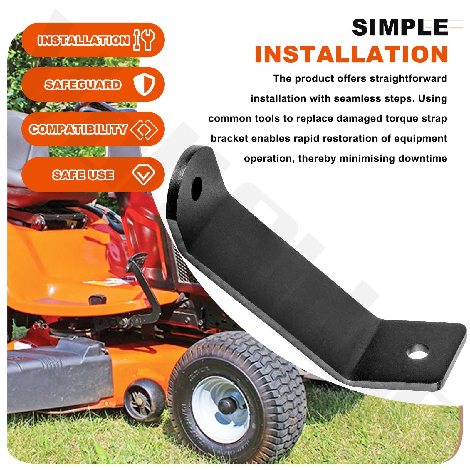 585670801 585670802 585670803 Staffa di serraggio per cinghia dinamometrica (mano destra) compatibile con tosaerba Husqvarna LTH1738, TS242, TS243, YT46LS, YT48XLS, YT48DXLS, YTH18542, YTH18542