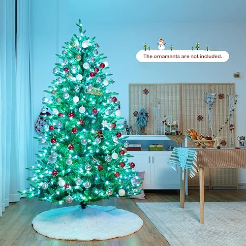 Miniatura 8 de GOFLAME Árbol de Navidad artificial preiluminado de 6 pies con 1740 puntas de ramas mixtas y 420 luces LED que cambian de color, compatible con