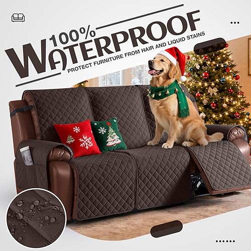 Miniatura 2 de KinCam Funda impermeable para sofá reclinable, funda antideslizante para sofá reclinable de 3 plazas, protector de muebles con correas elásticas