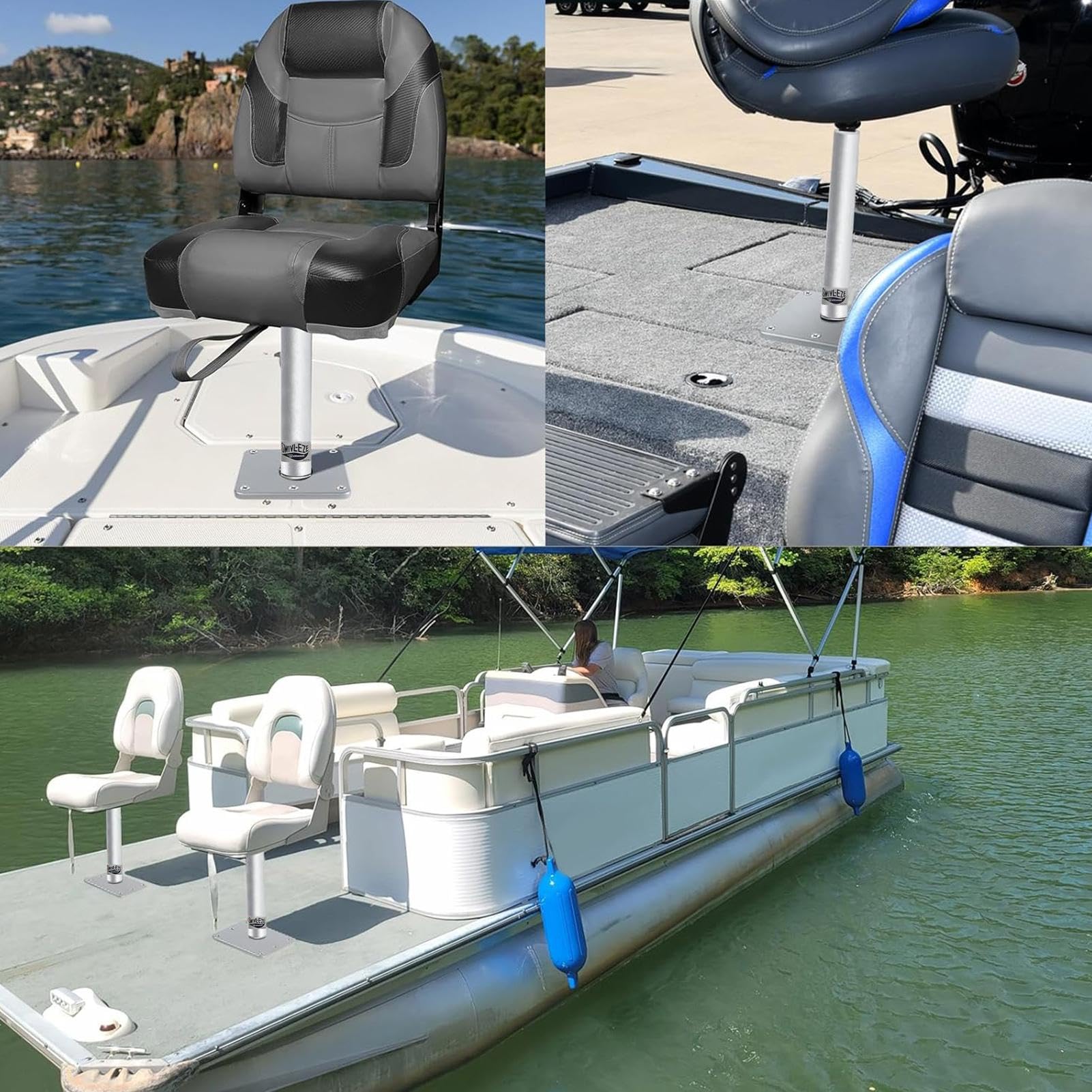 Ensemble de siège sur pied pour bateau – Base de siège marine stable, support de siège de bateau robuste | Siège de bateau et piédestal combinés avec support de siège de bateau, piédestal de siège rég