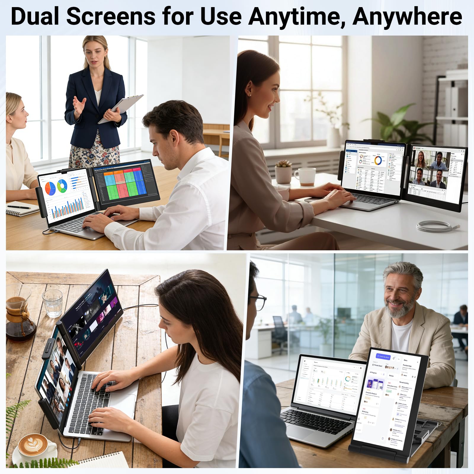 Laptop Screen Extender 14.1" 1080P IPS, Dual Screen Portable Monitor for Laptop 13-17.3", Plug & Play Monitor Extender with USB-C/HDMI, Travel Monitor for Work & Home Office Mac/Windows/Chrome/Android — view 8