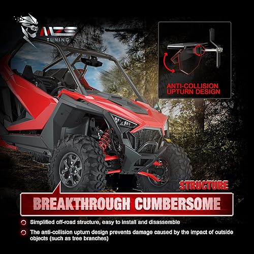 Miniatura 6 de MZS Espejo retrovisor de aluminio RZR PRO XP, accesorios de espejo retrovisor UTV ajustable 2883763 compatible con RZR PRO XP 4, RZR TrailS, RZR