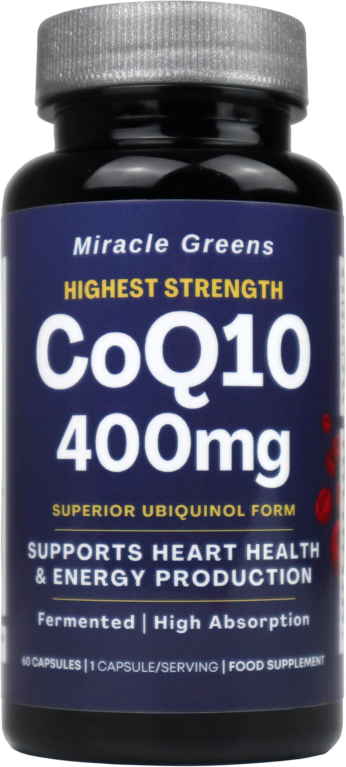 CoQ10 400mg - Highest Strength Ubiquinol Co Enzyme Q10 | Powerful Antioxidant for Heart and Vascular Health, Essential for Energy Production | 60 Capsules - 2 Month Supply | Made in The UK