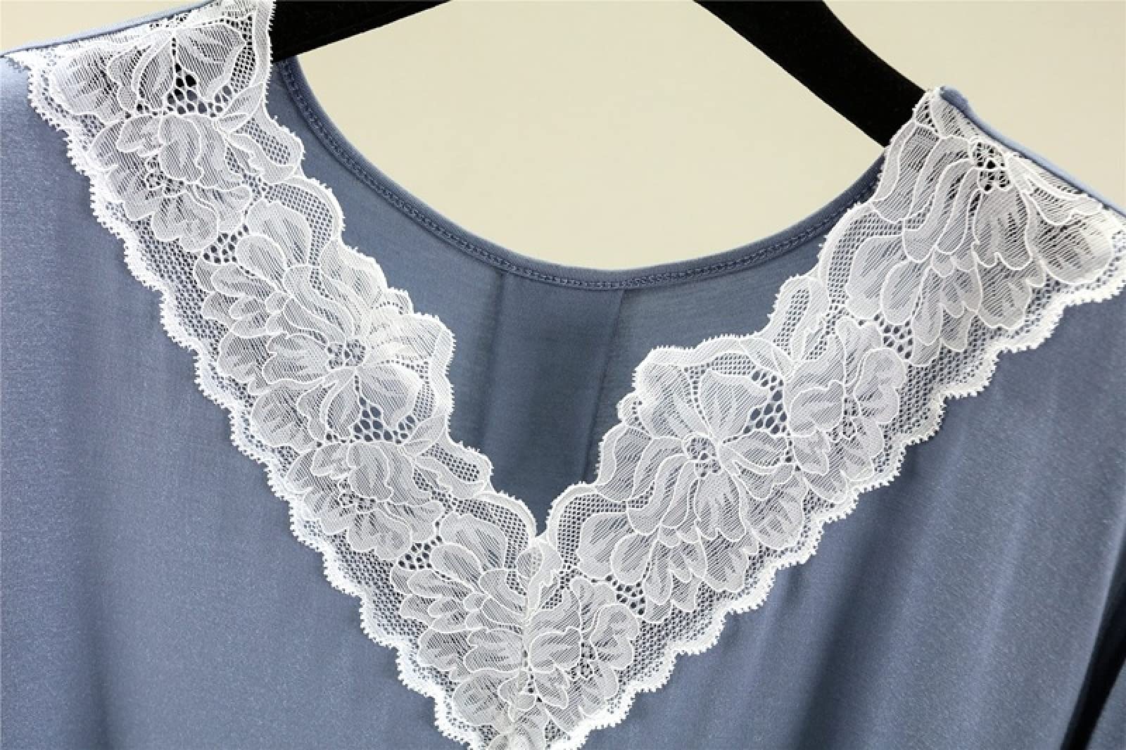 YAROVA Damen Pyjama-Setlose Spitze Kurzarm Lingere Nachthemd Hauskleidung Zweiteilige Loungewear Sommer V-Ausschnitt Damen Dünner Pyjama Anzug Nachthemd