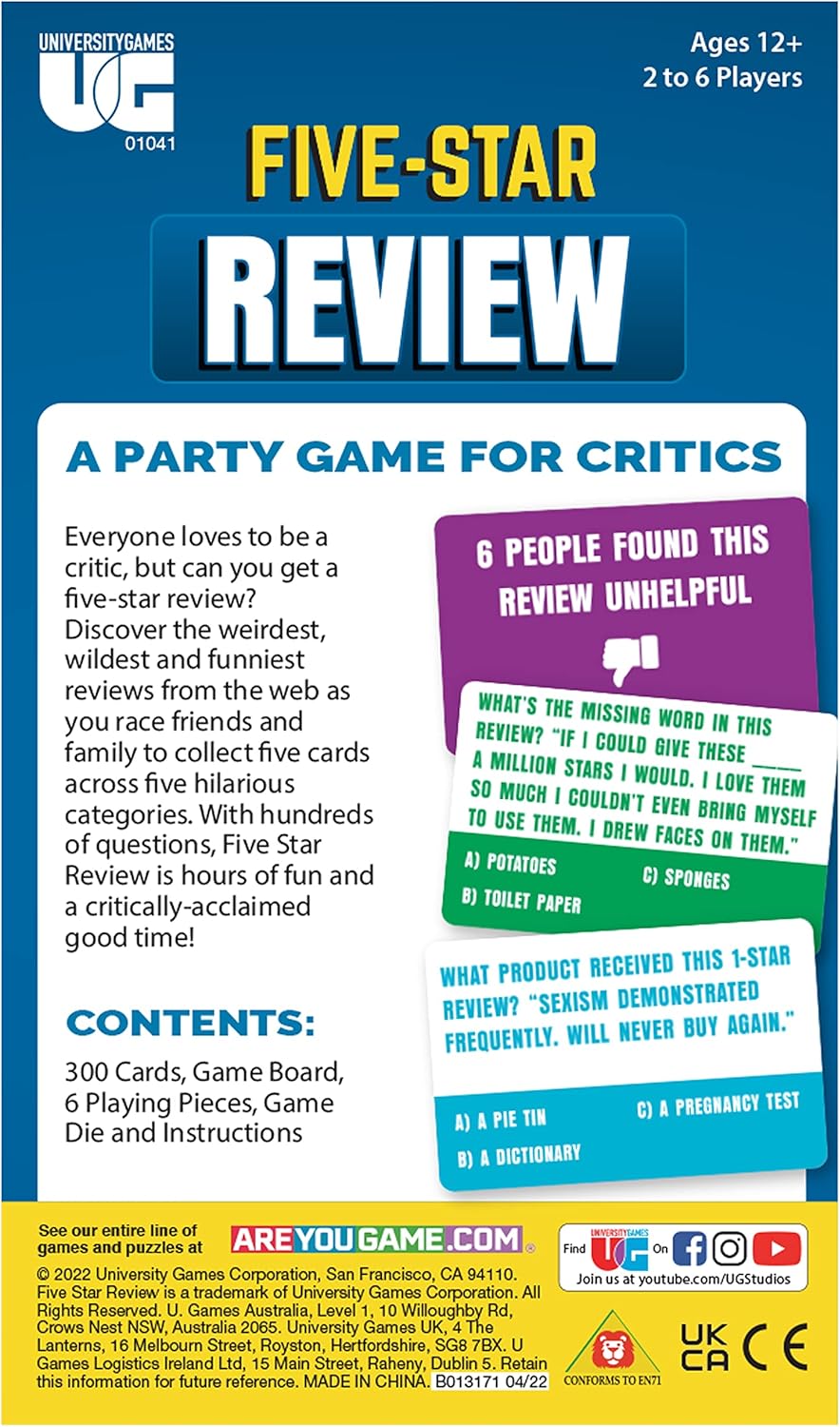 University Games, 5-Star Review Party Game, The Game of Crazy Reviews, for 2 or More Players Ages 12 and Up