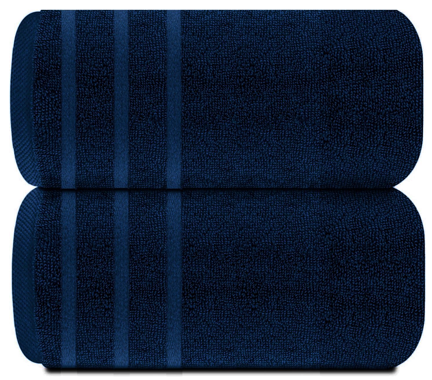 TEXTILESY Pack of 2 Super Jumbo Bath Sheet Premium 100% Egyptian Combed Cotton 100 x 200 cm-600 GSM Super Soft Large Bath Sheet Towels (Cotton, Navy Blue)