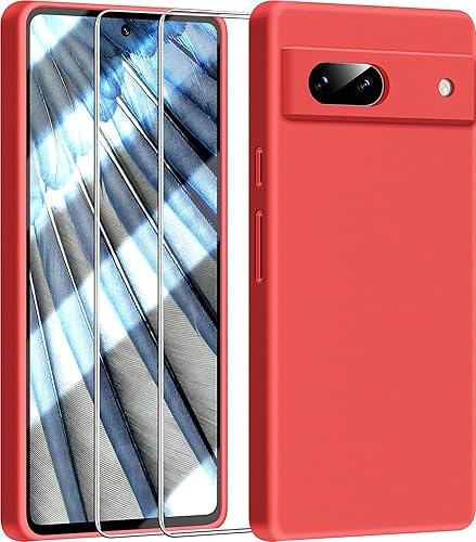Dssairo Funda 3 en 1 para Google Pixel 7A, con 2 protectores de pantalla, con protección completa de la cámara, funda protectora delgada de silicona
