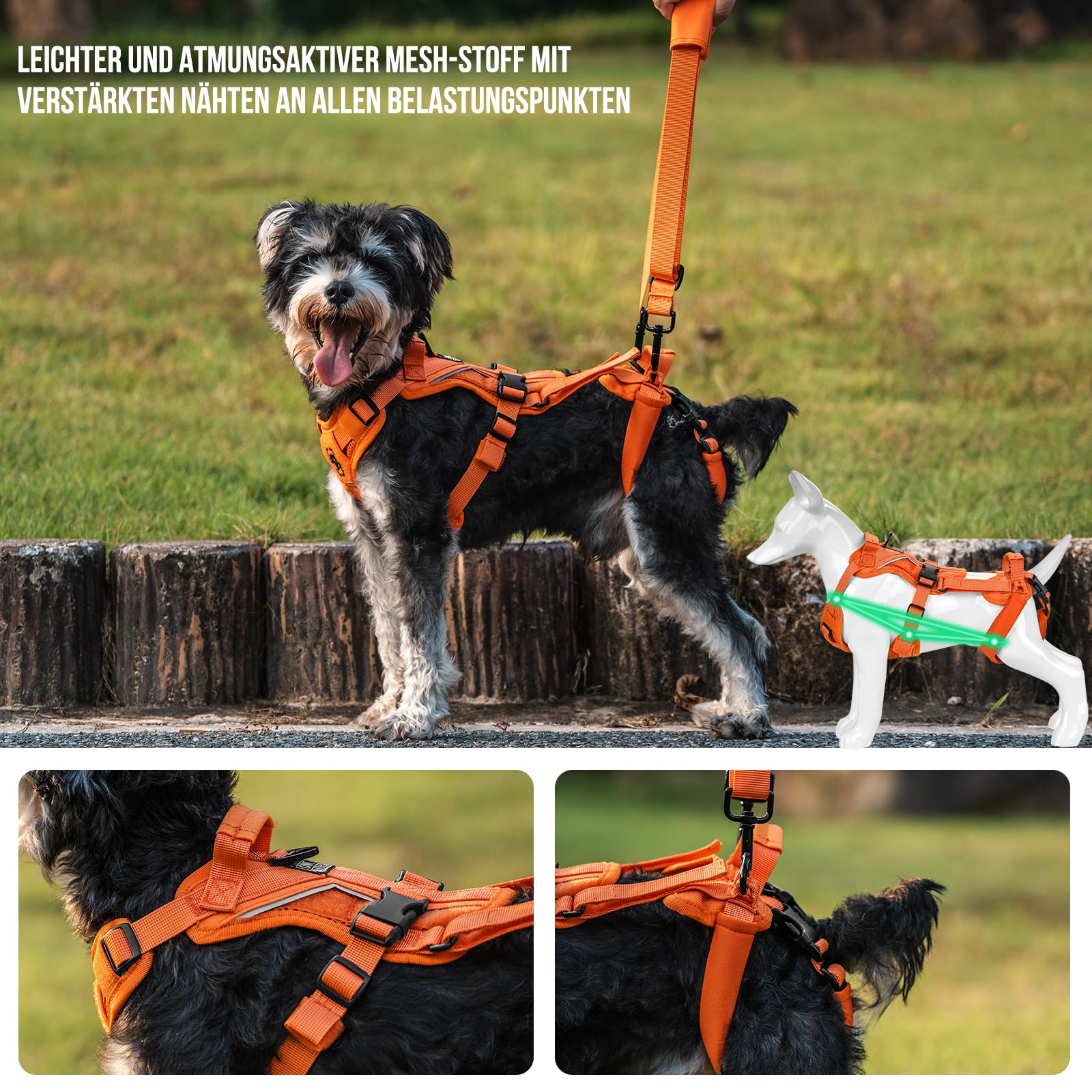 OneTigris Imbracatura per cani, Hopper piccolo supporto imbracatura regolabile con 2 manici per supporto e riabilitazione, adatta per cani di piccola taglia arancione XXS