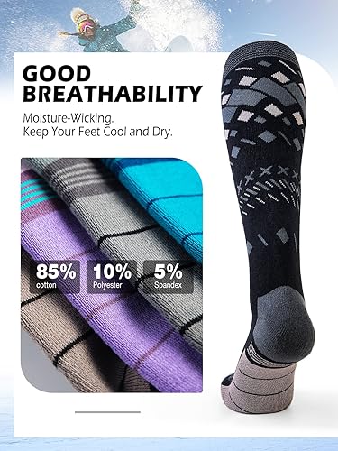 Miniatura 2 de OutdoorMaster Calcetines de esquí unisex, calcetines de esquí y snowboard para hombres y mujeres con diseño sobre la pantorrillapuño antideslizante