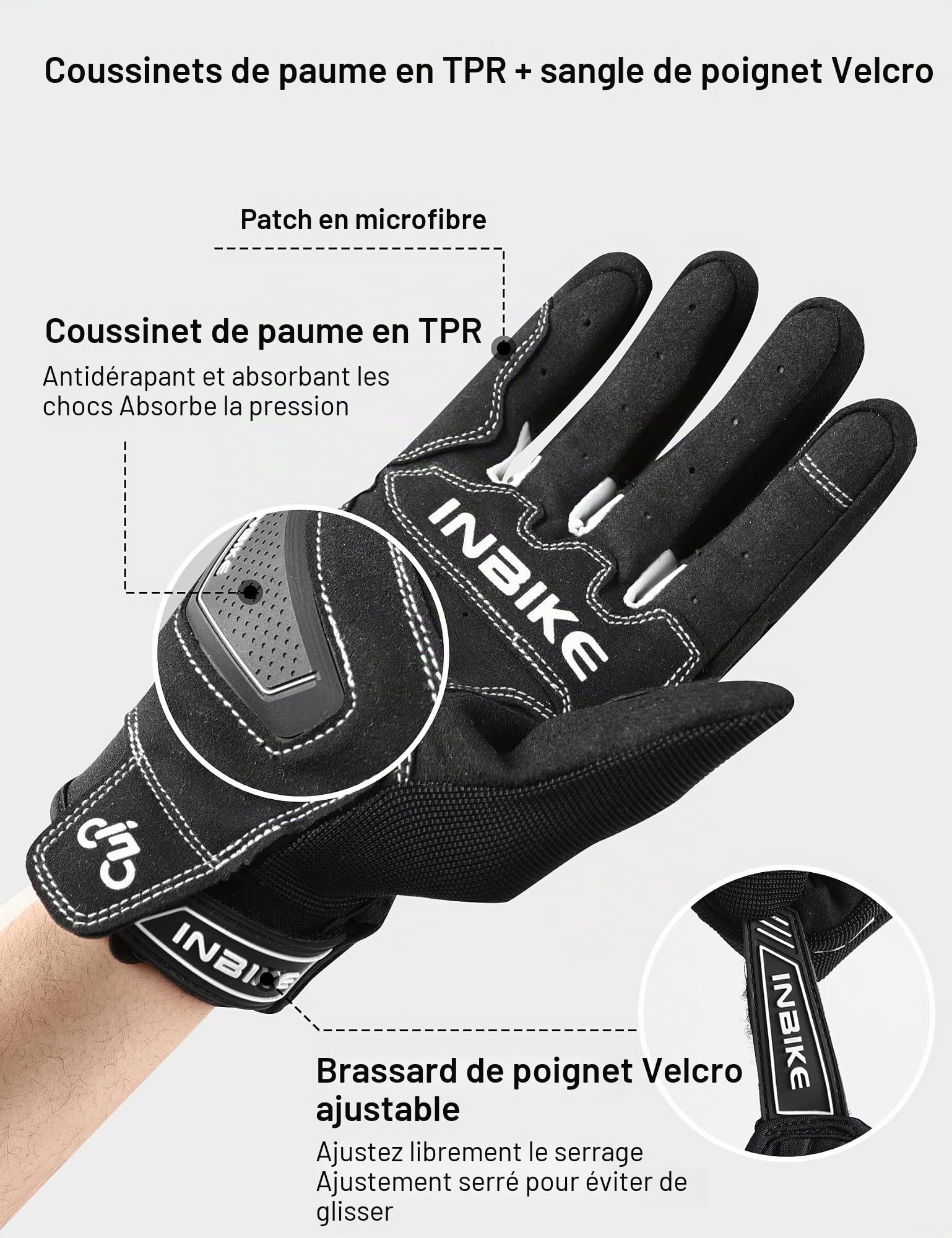 INBIKE Gants Moto Respirant, Gants à Écran Tactile Plein Doigt Antidérapant Idéal pour Moto Exercice Sport Running IM902