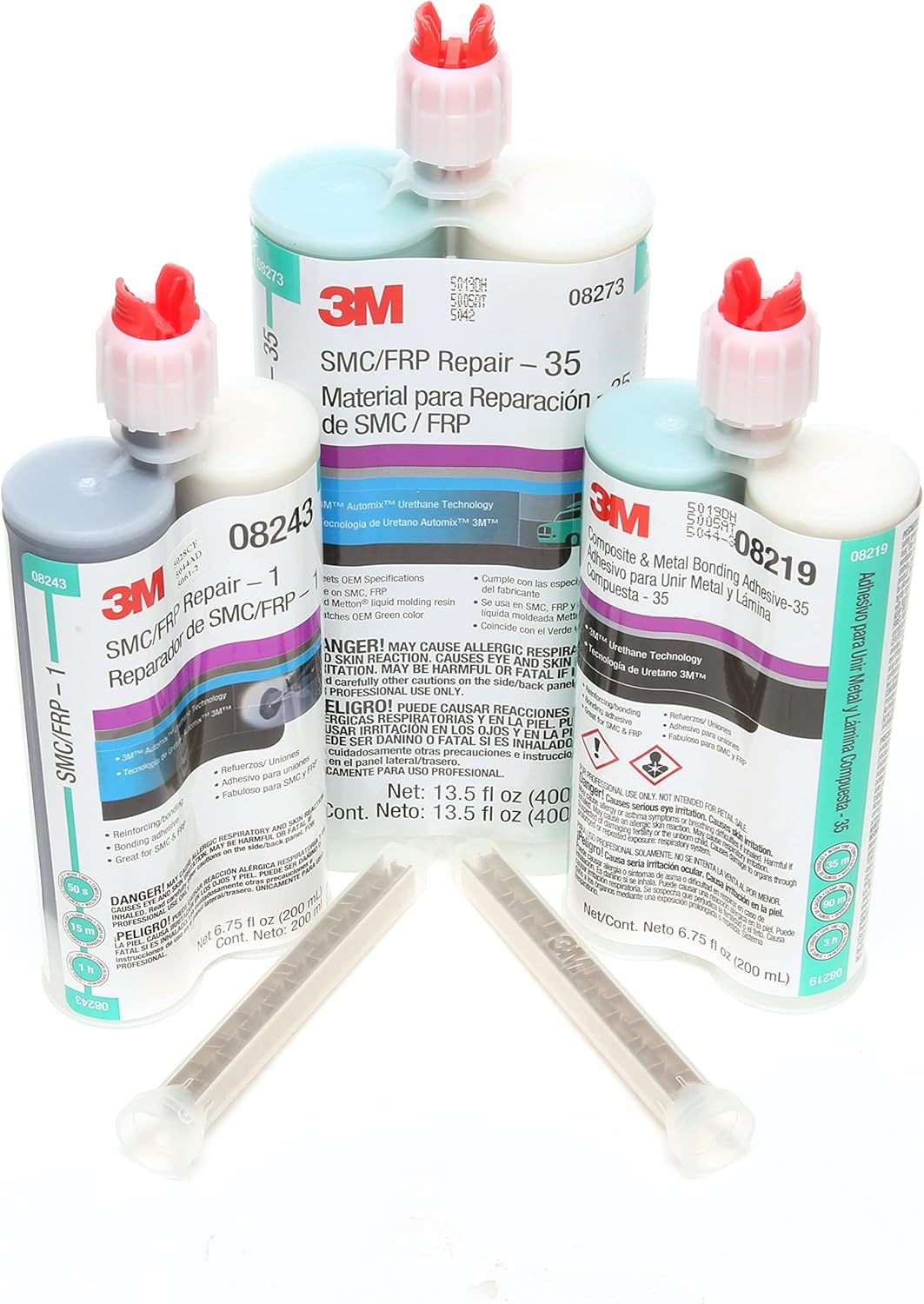 3M SMC/Fiberglass Repair Adhesive-1, 08243, Black, 200 mL Cartridge, Two-Part Urethane or Two-Part Epoxy Adhesive for Auto Repair Jobs